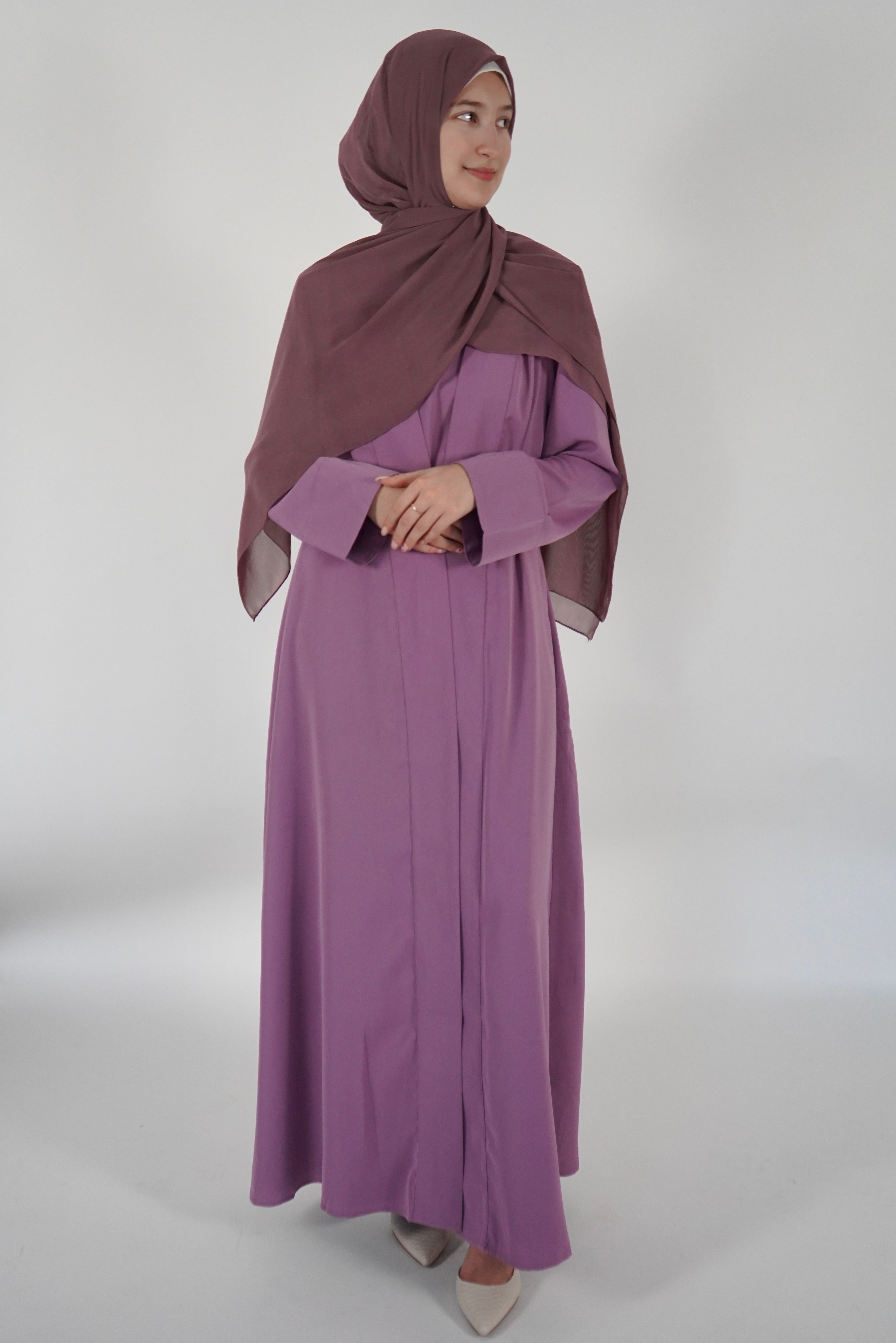 Two Piece Buckle Abaya - Light Purple