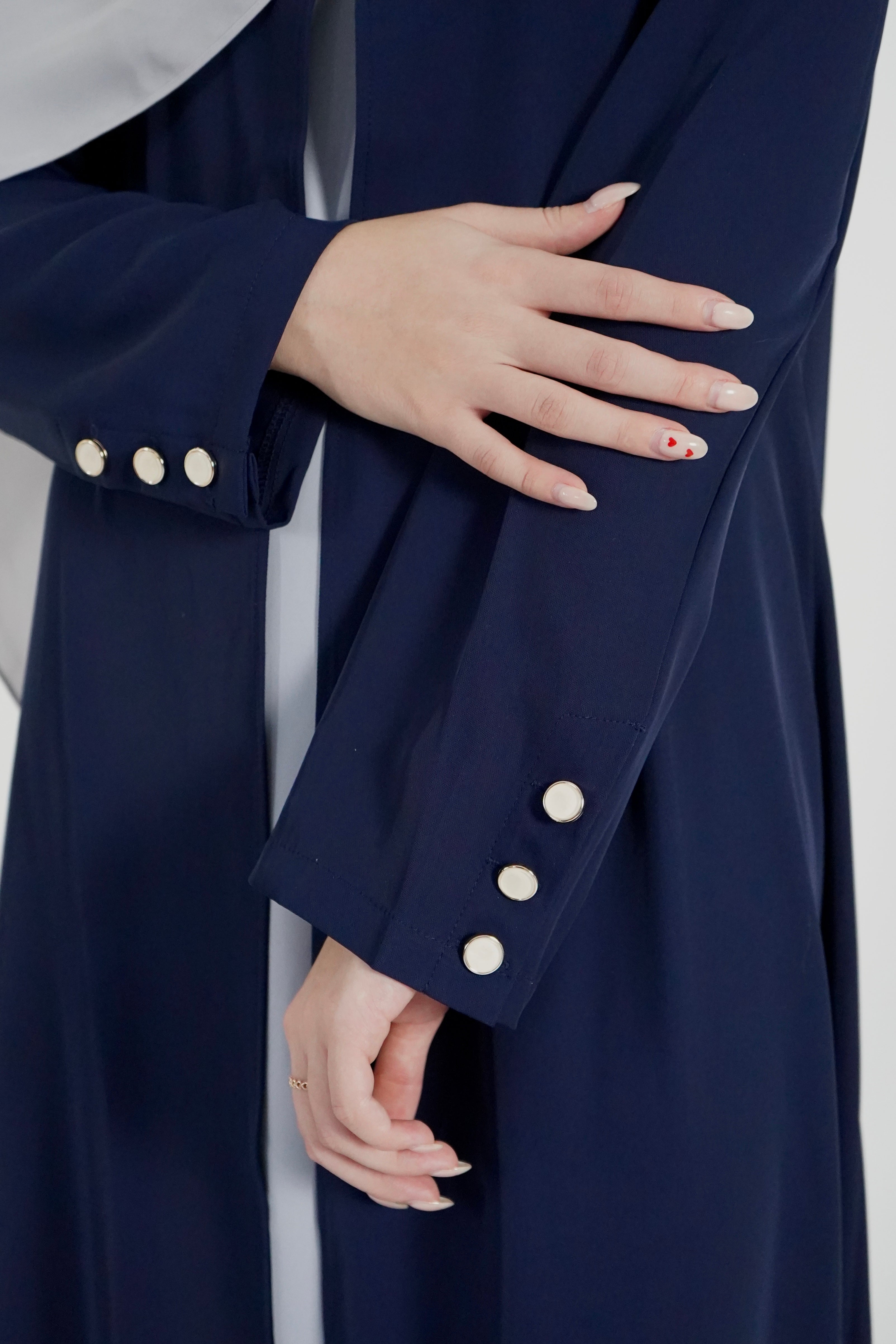 Elegant One Piece Open Front Abaya - Navy