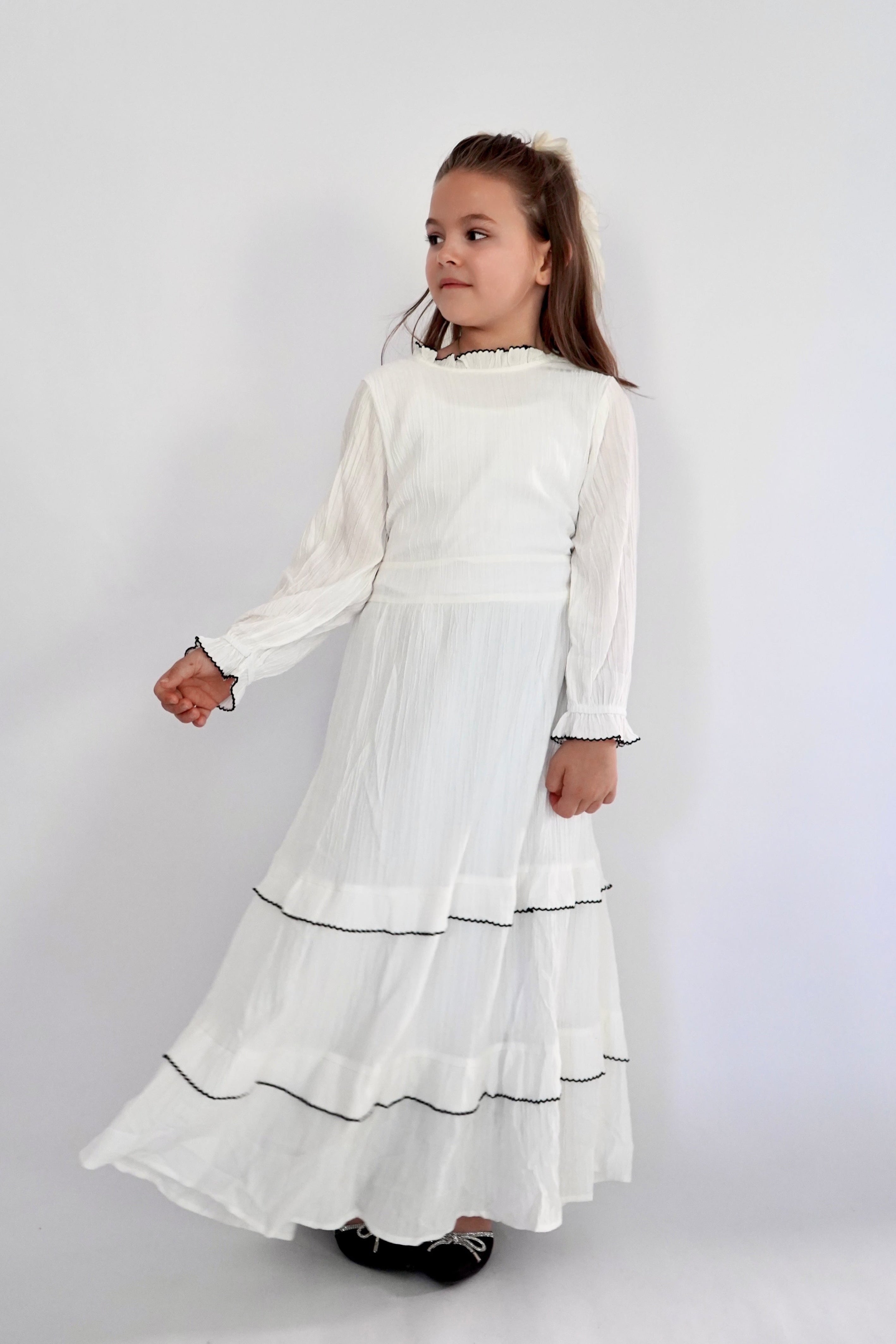 Kids Cotton Dress - White