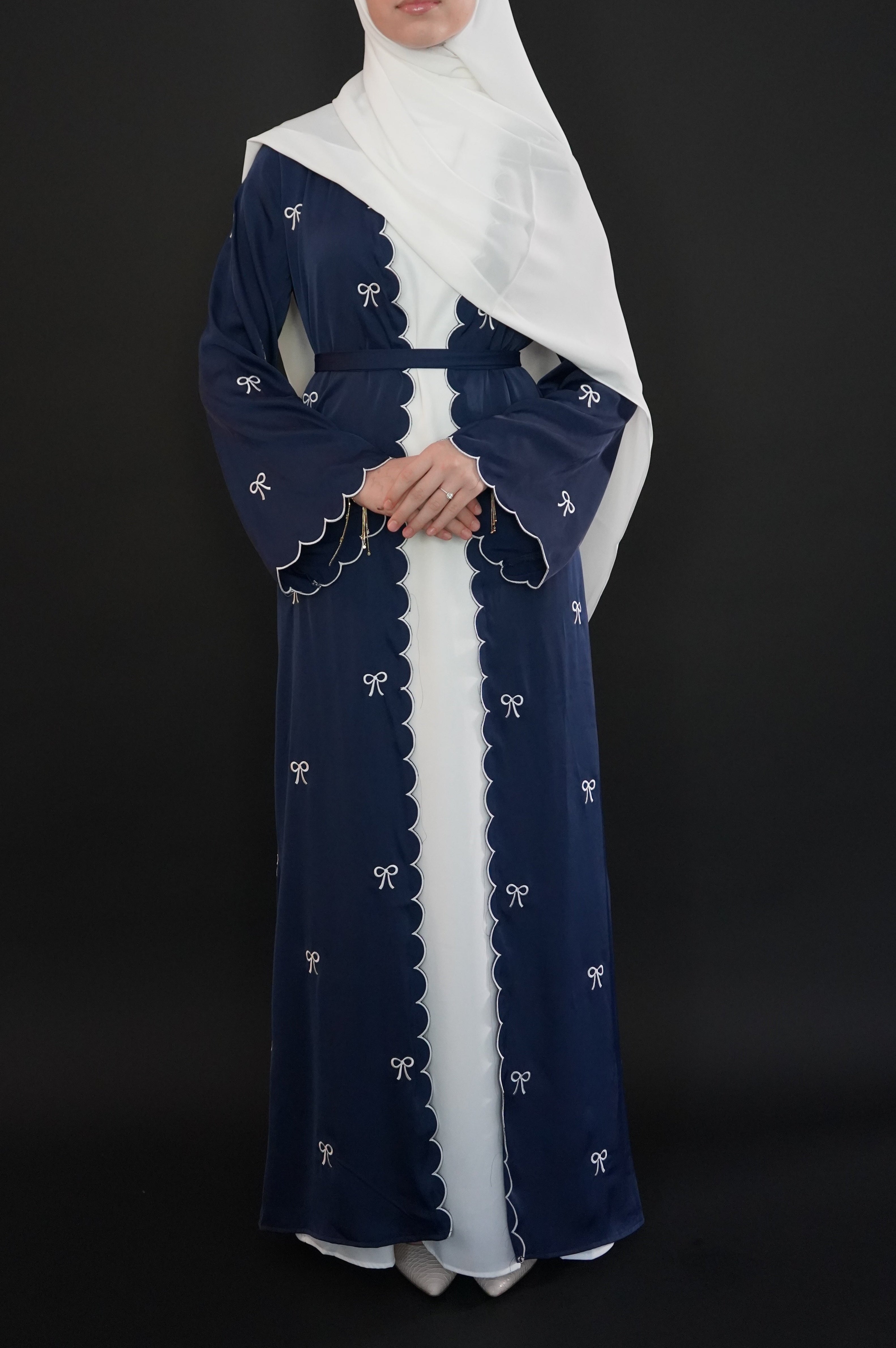 One Piece - Bow Abaya - Navy