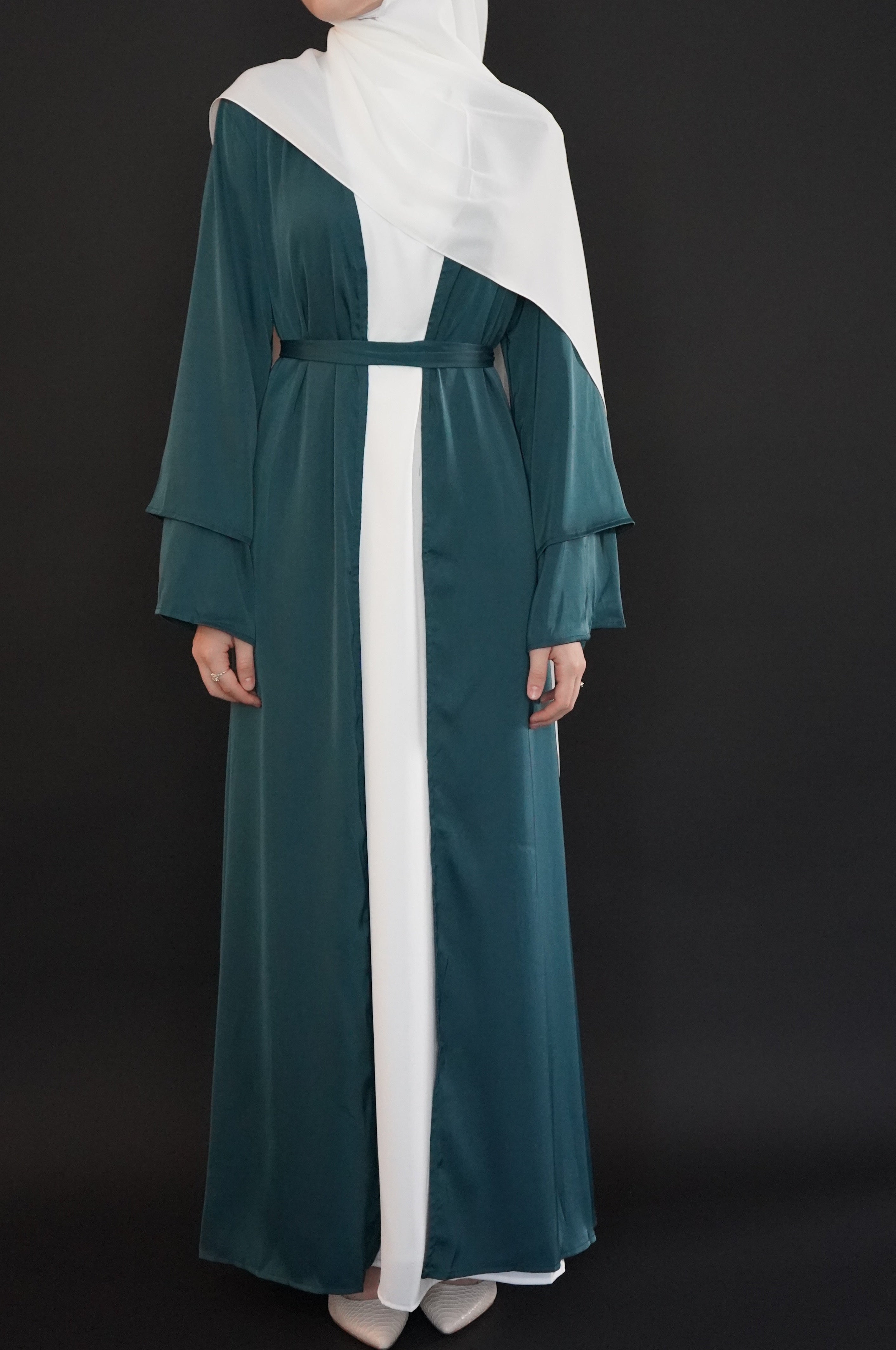 One Piece - Open Abaya - Green
