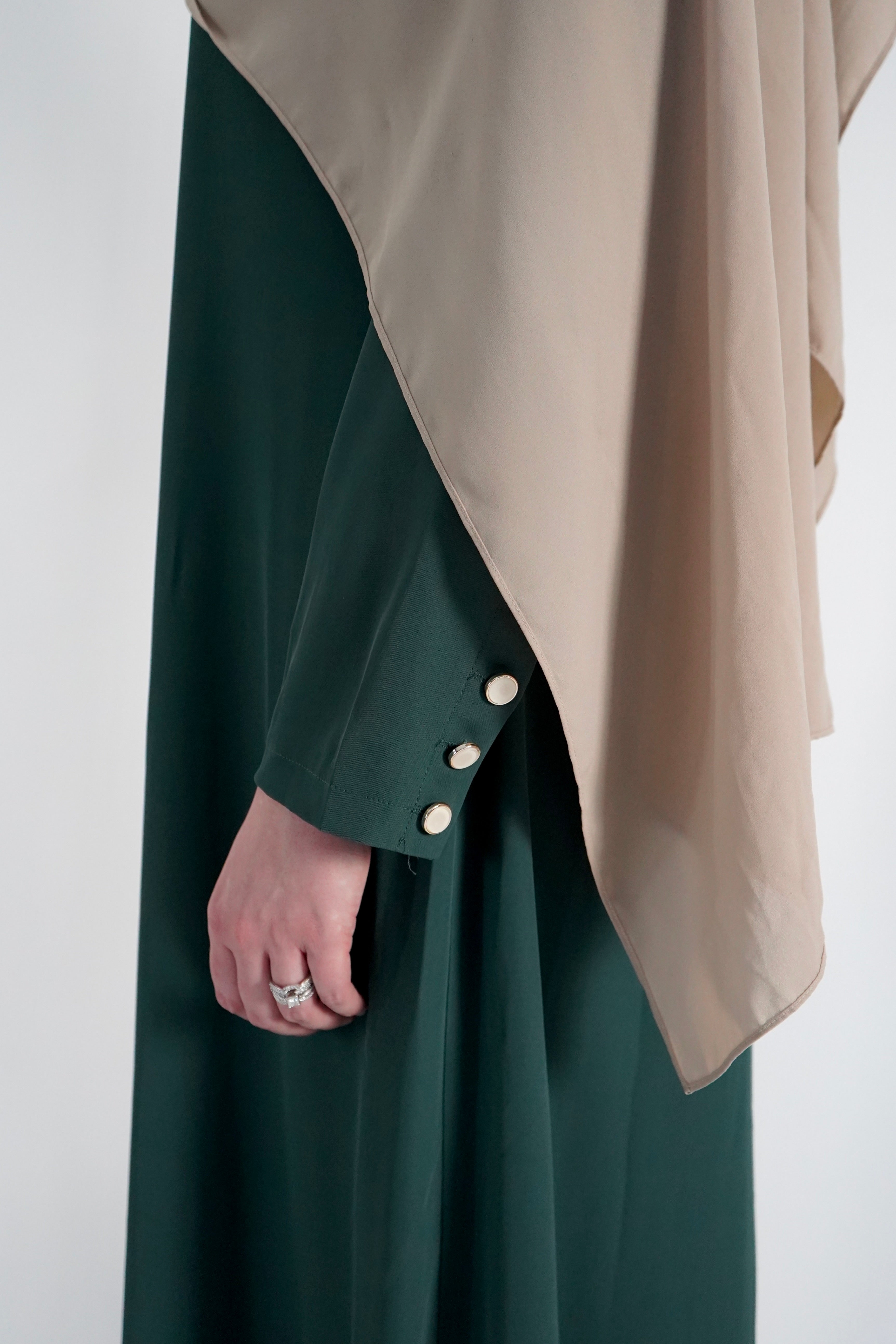 Elegant One Piece Open Front Abaya - Forest Green