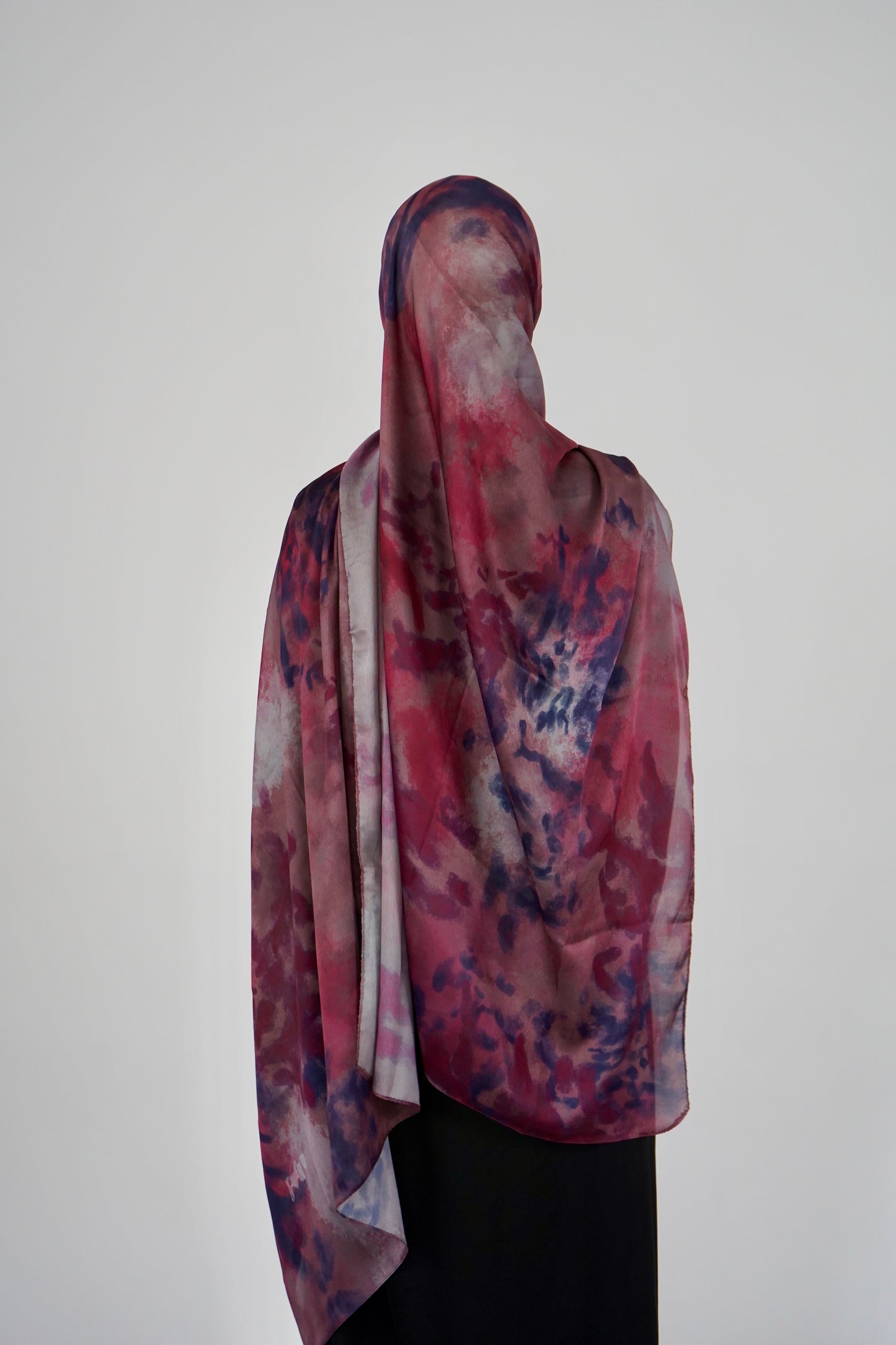 Printed Satin Hijab - Mulberry Mist
