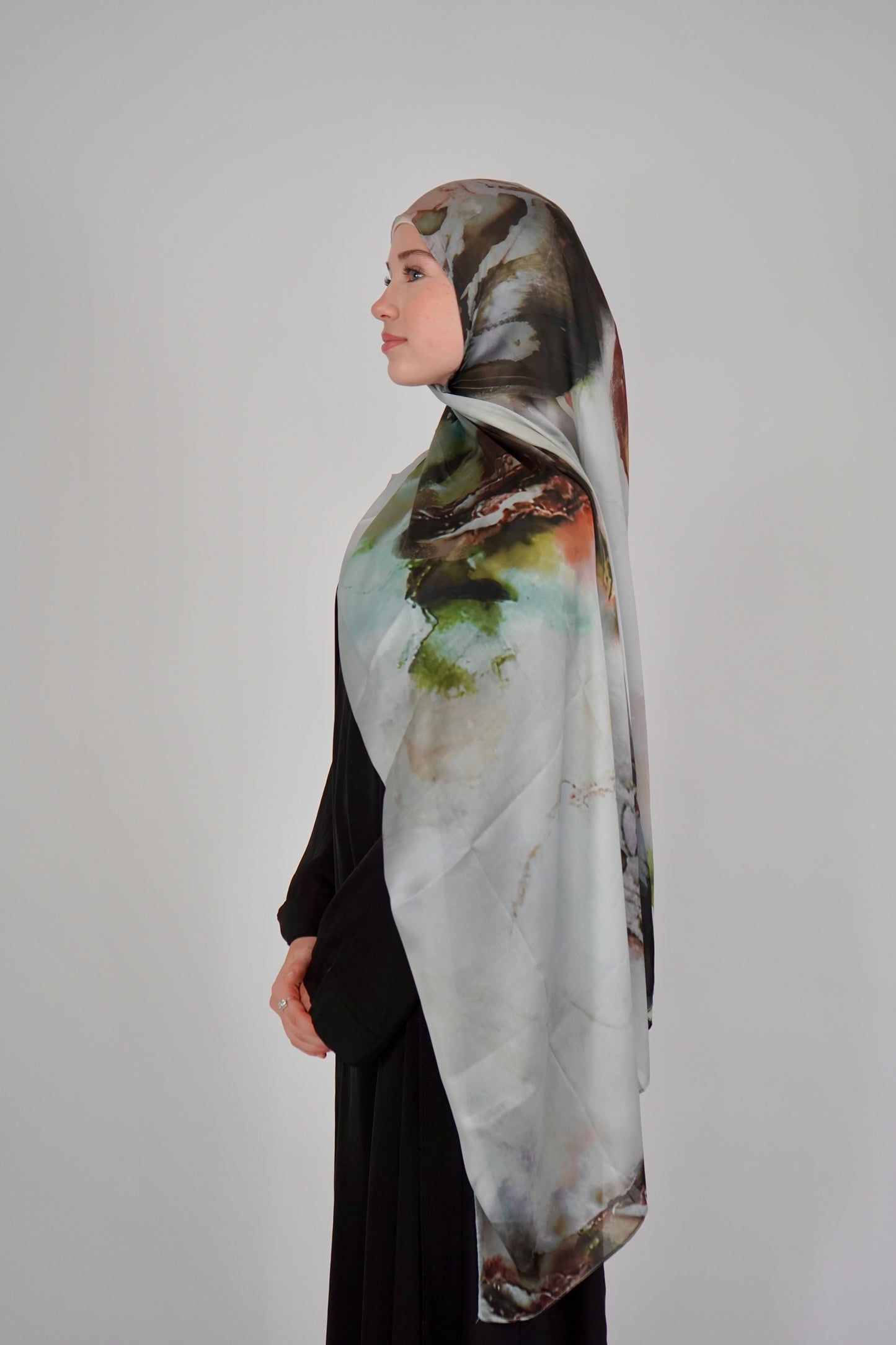 Printed Satin Hijab - Stone Meadow