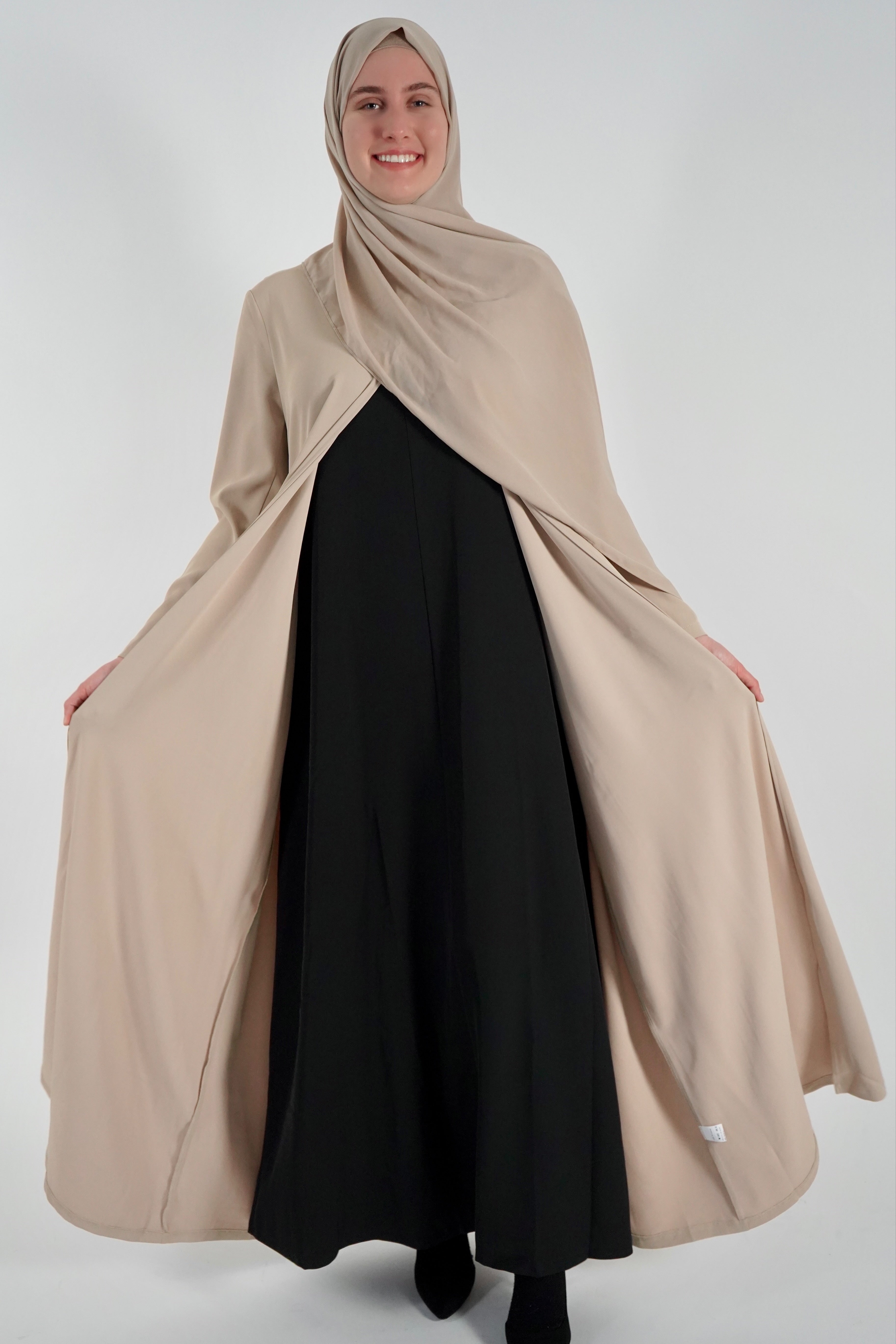Elegant One Piece Open Front Abaya - Beige