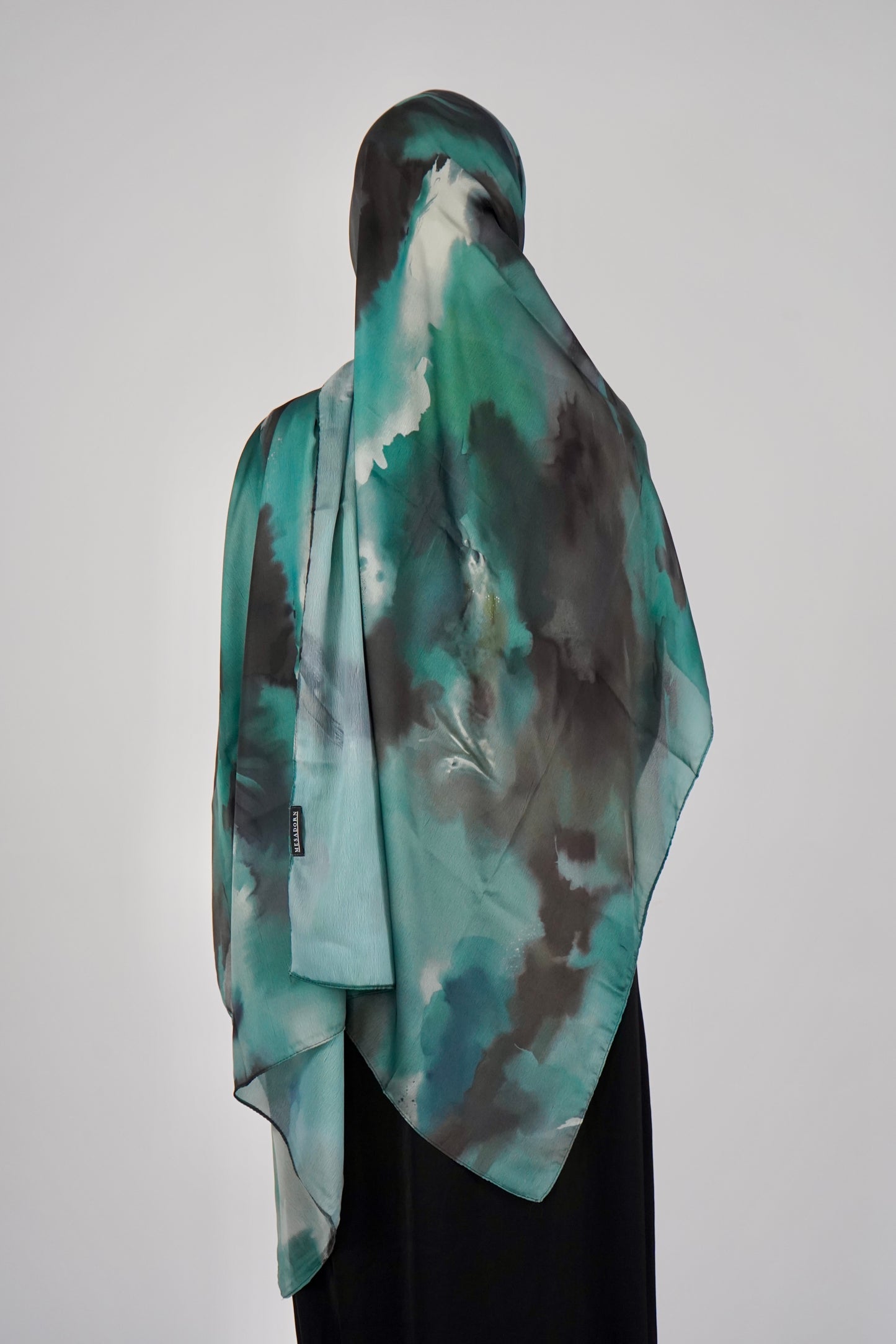 Printed Satin Hijab - Forest Mirage