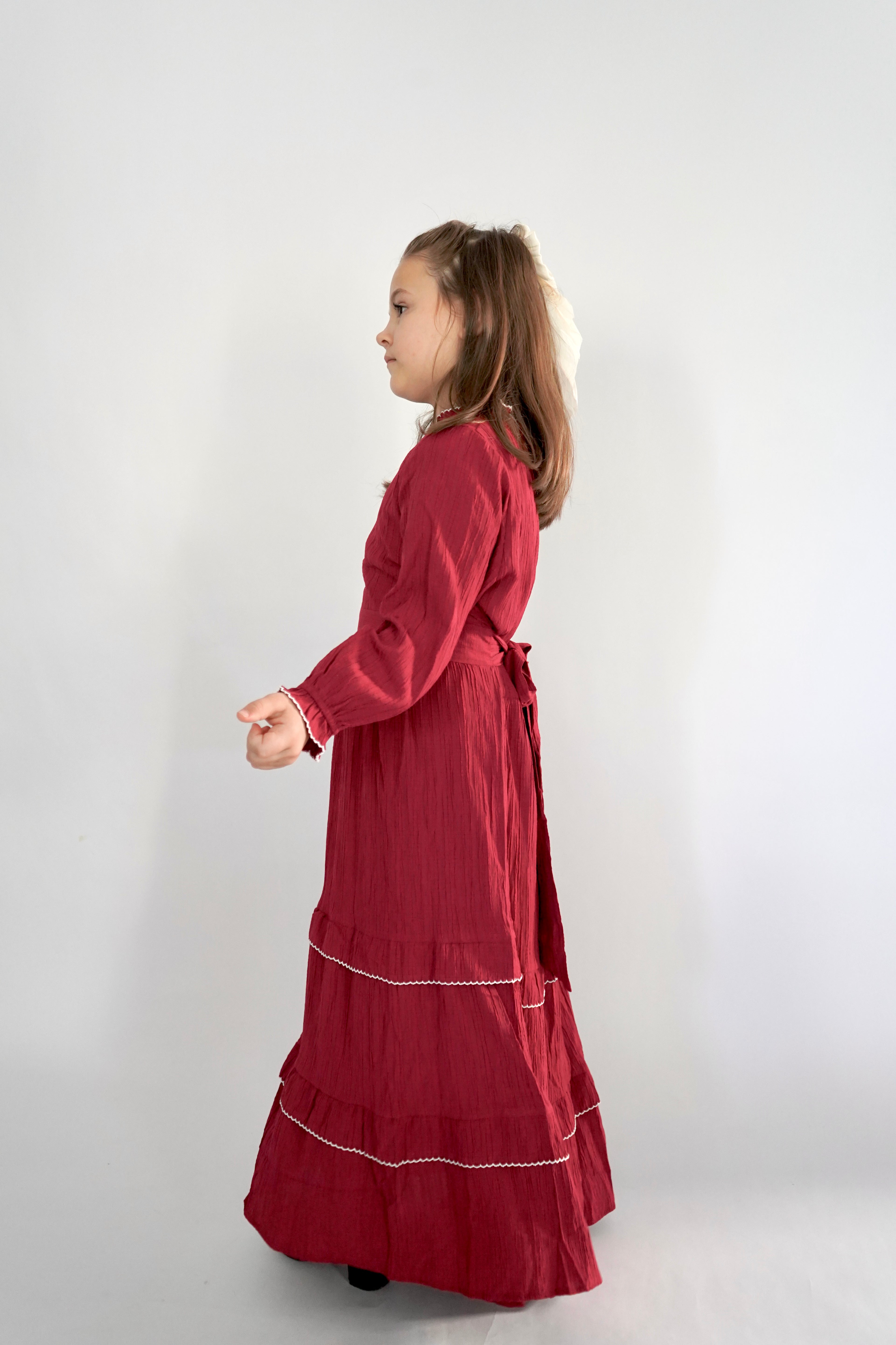 Kids Cotton Dress - Maroon