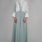 LUX Two Piece Open Front Embroidered Abaya - Mint Green and White