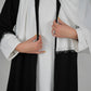 LUX Two Piece Open Front Embroidered Abaya - Black and White