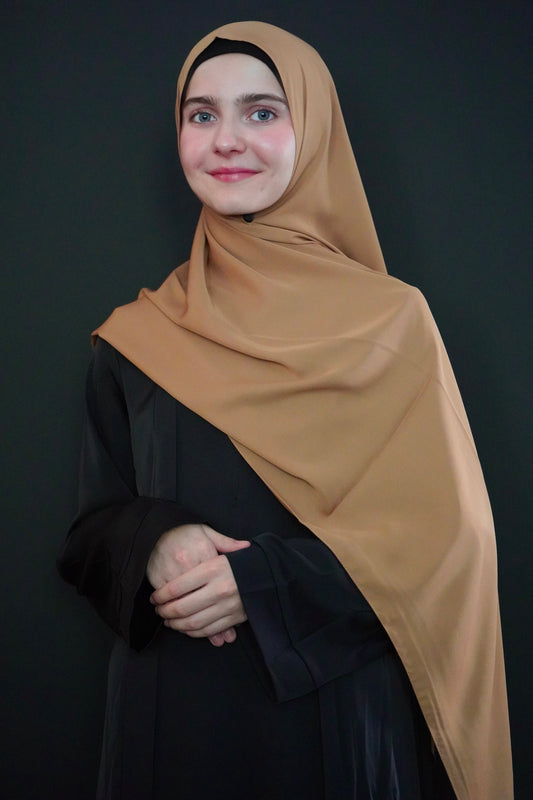 Medina Silk Hijab - Cappuccino