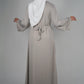 Two Piece Open Front Satin Abaya - Stone