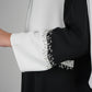 LUX Two Piece Open Front Embroidered Abaya - Black and White