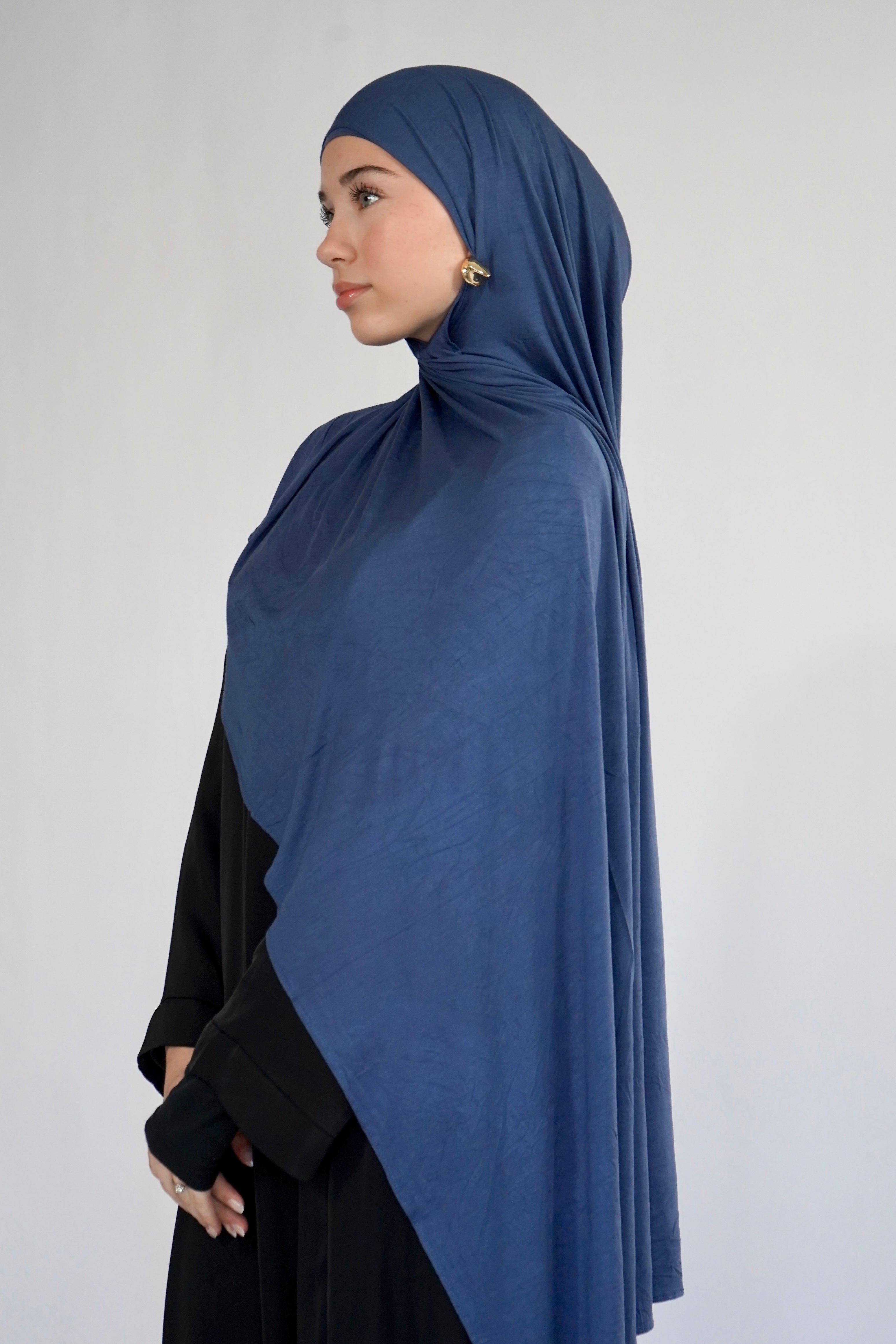 Bamboo Jersey Hijab - Dark Blue
