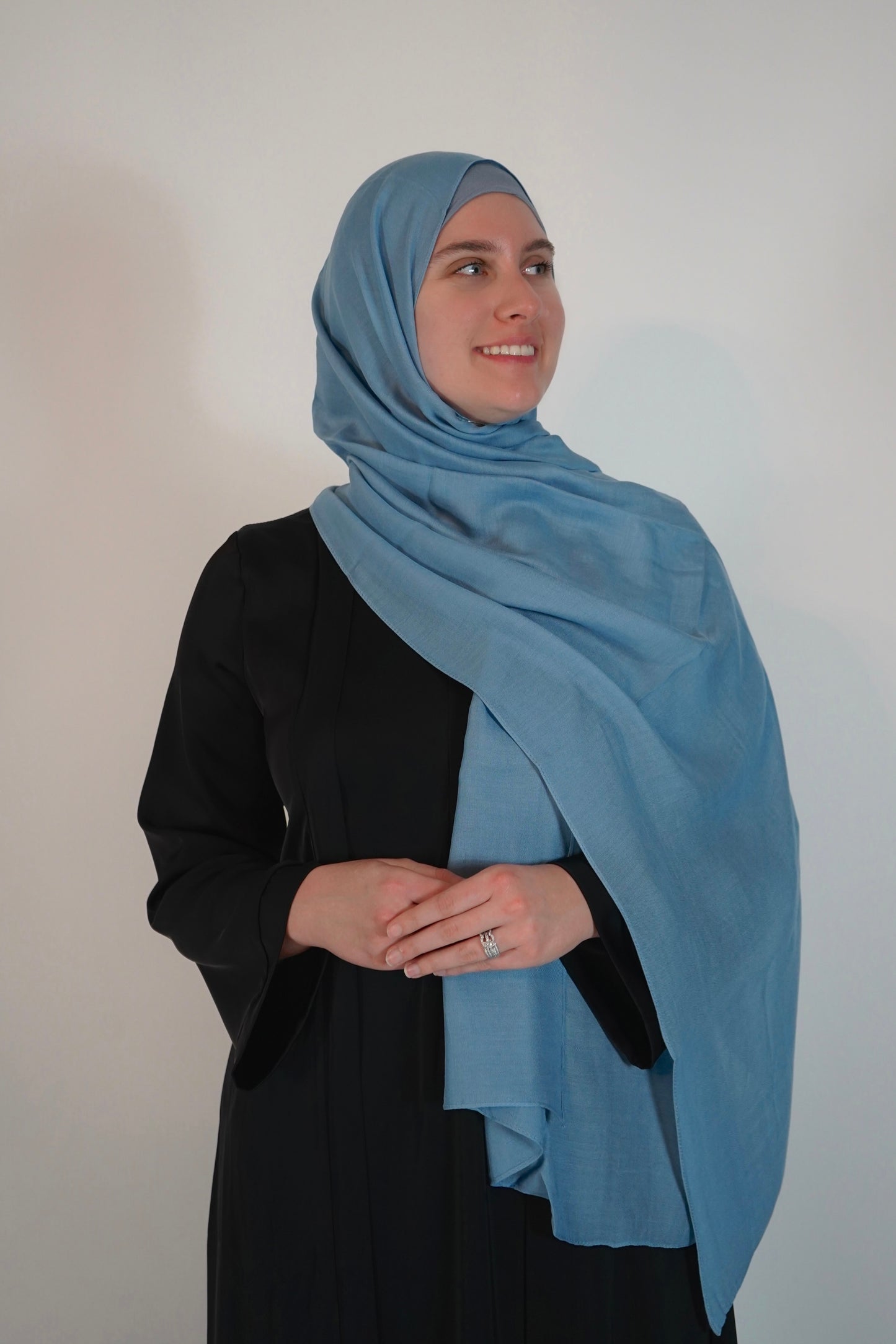 Modal Hijab and Bamboo Undercap Matching  Set - Light Denim