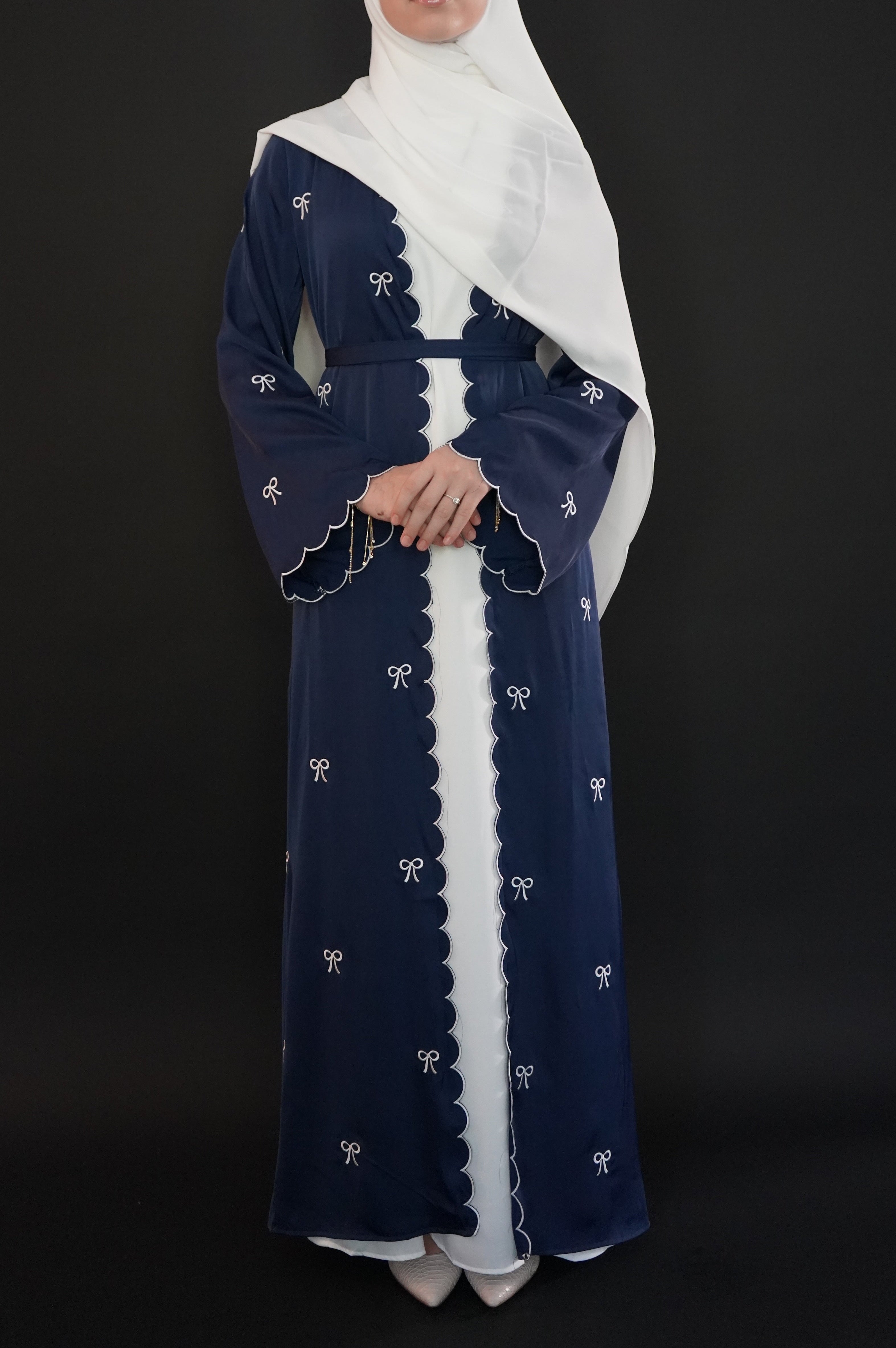 One Piece - Bow Abaya - Navy