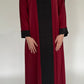 Zip Up Embroidery Abaya - Maroon