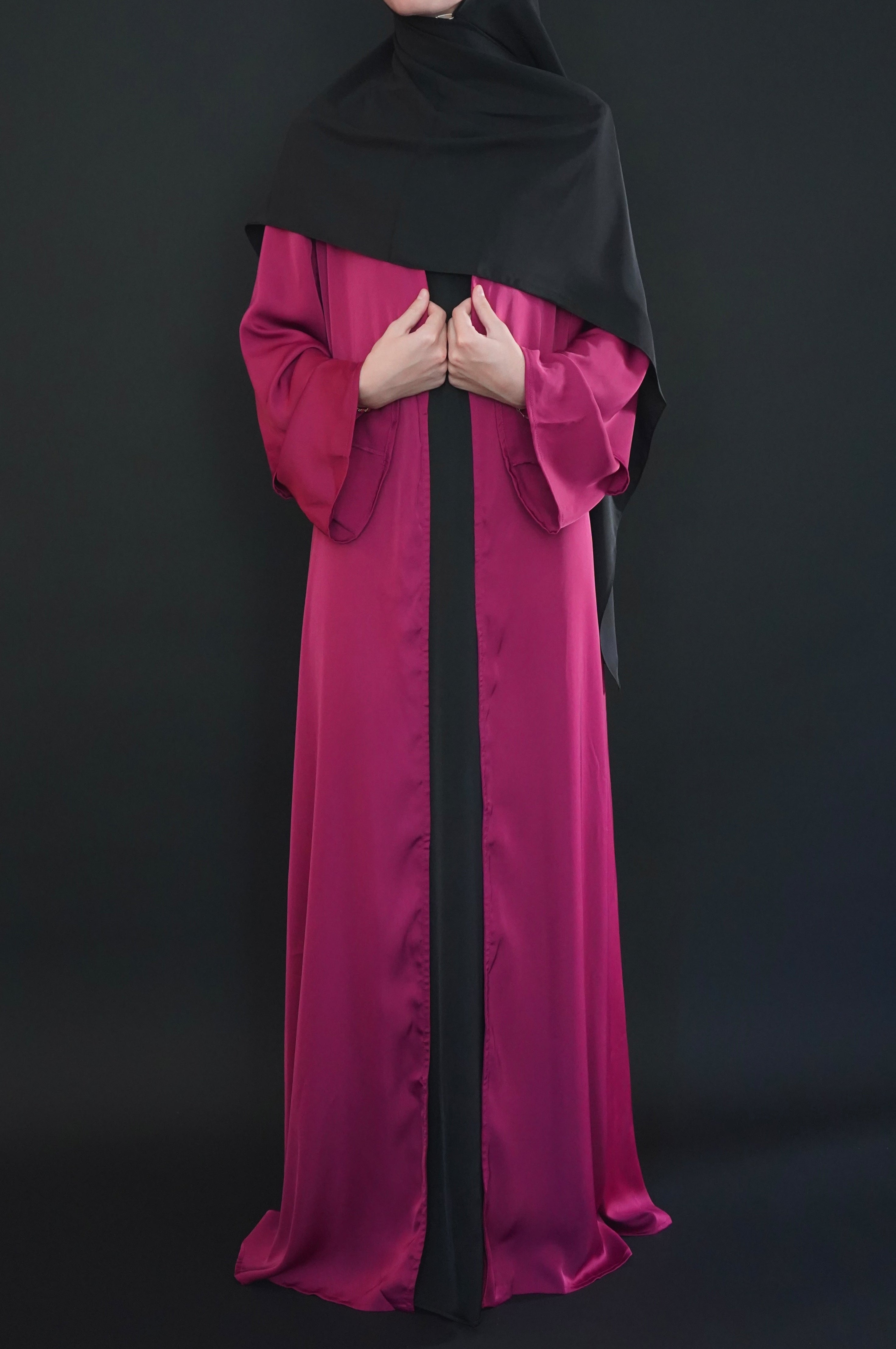 One Piece - Open Abaya - Deep Magenta