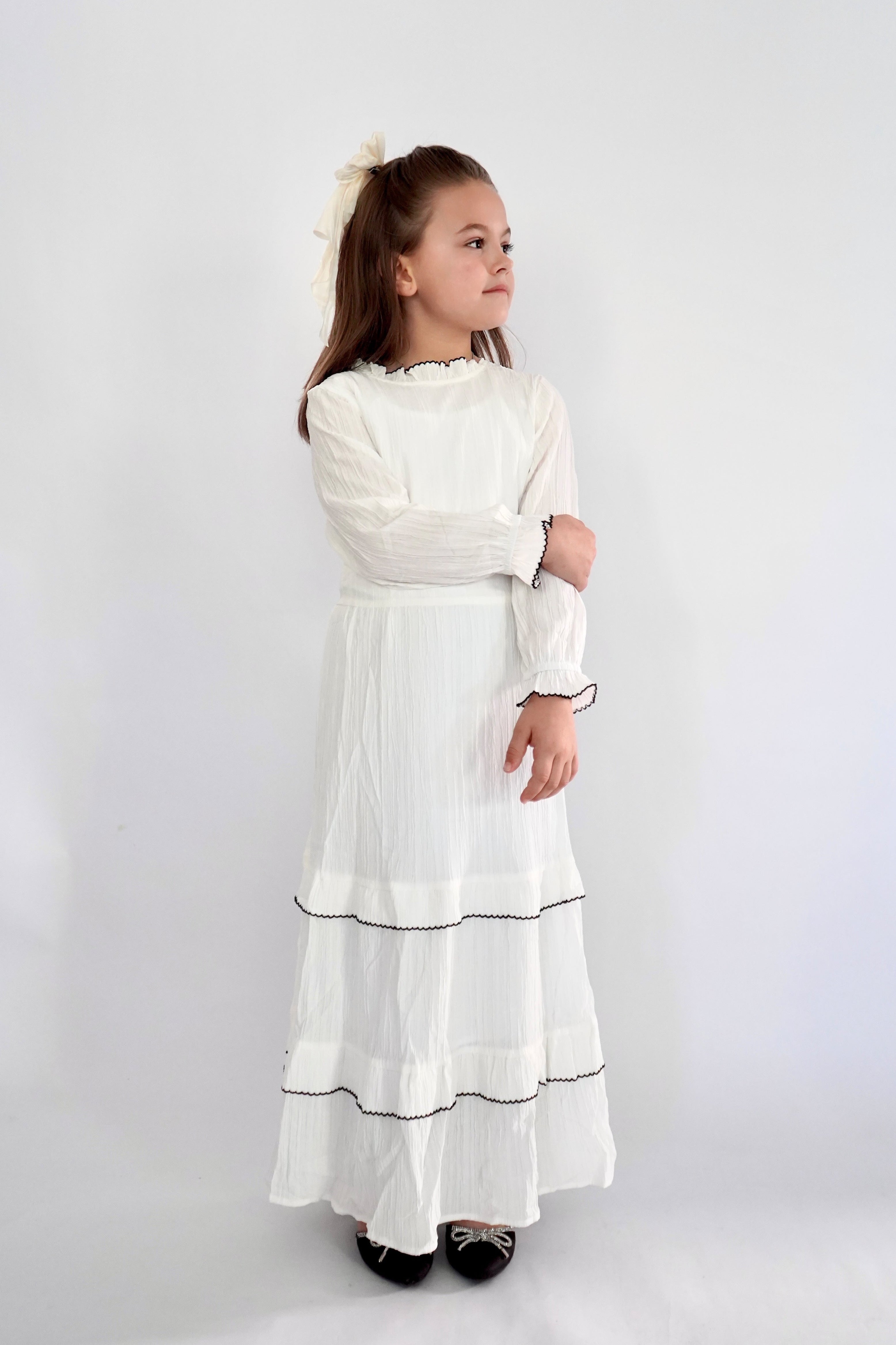 Kids Cotton Dress - White
