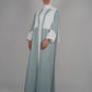 LUX Two Piece Open Front Embroidered Abaya - Mint Green and White