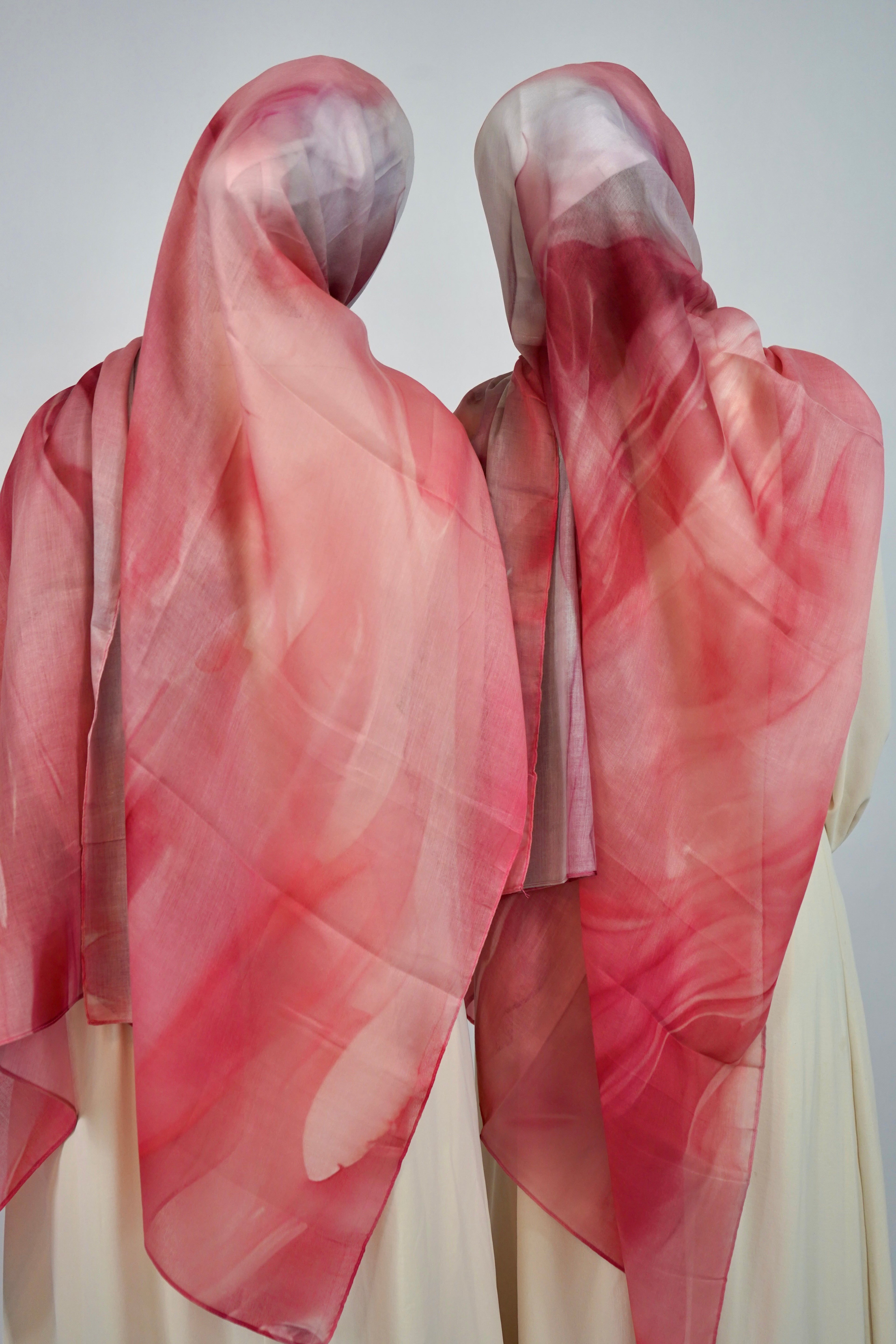 Print Cotton Hijab - Coral Quartz