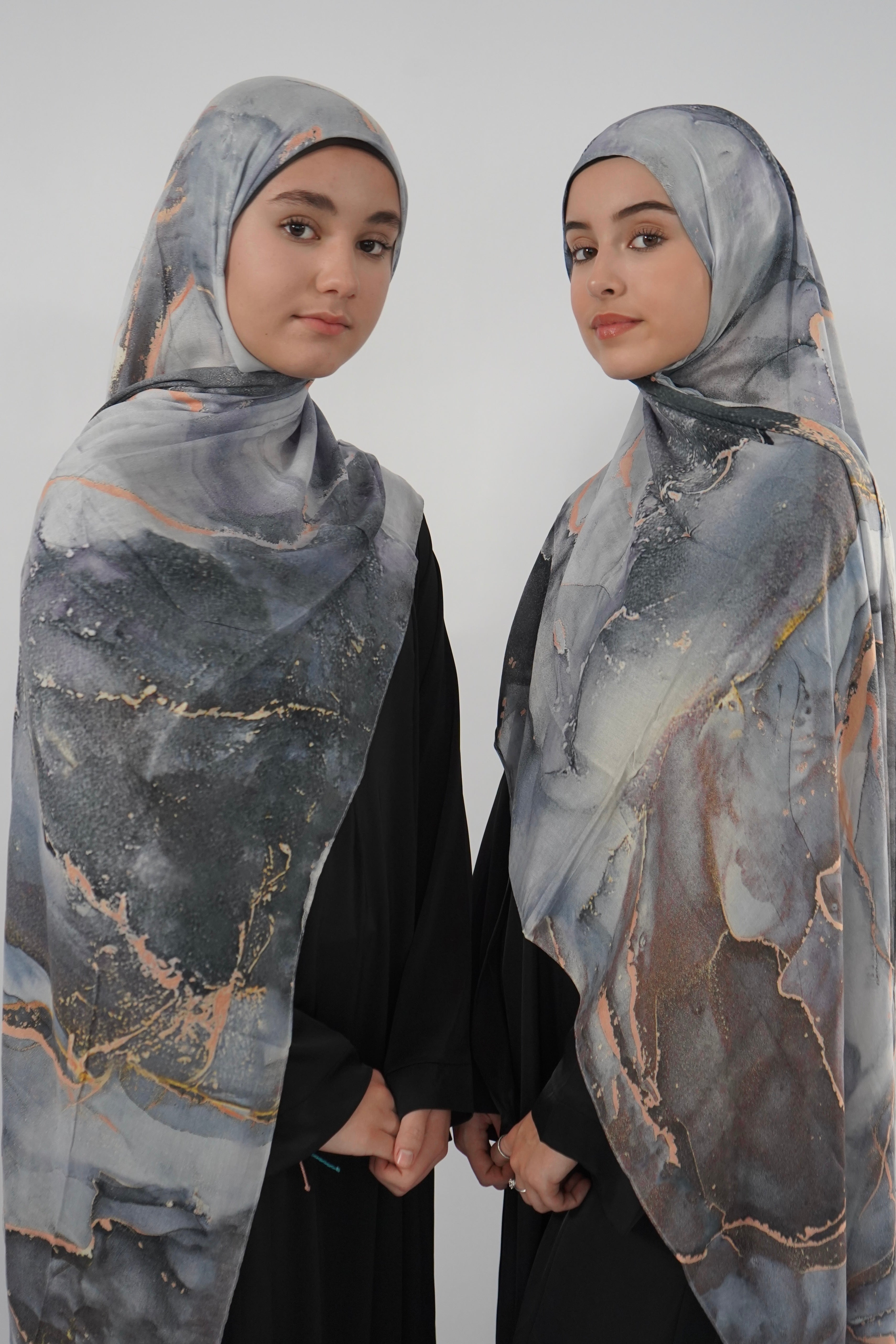 Print Modal Hijab -  Smoked Slate