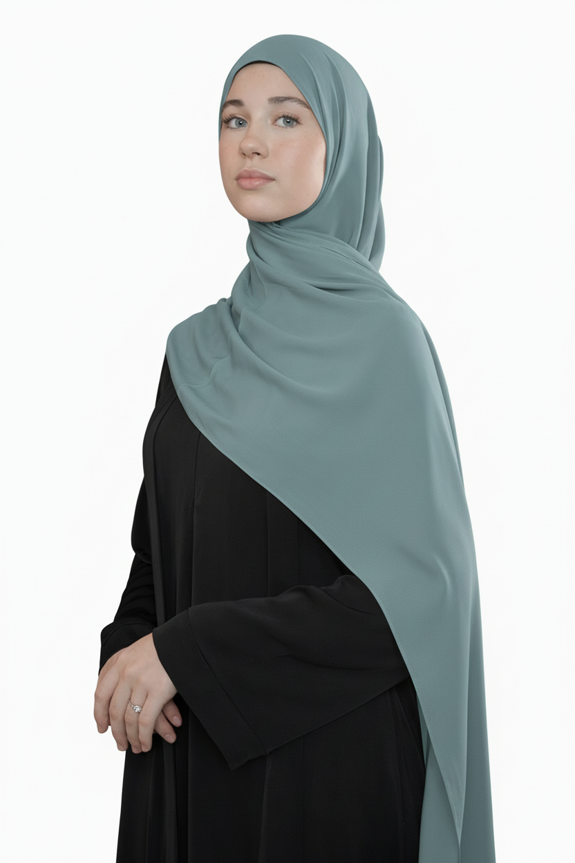Medina Silk Hijab - Sage Blue