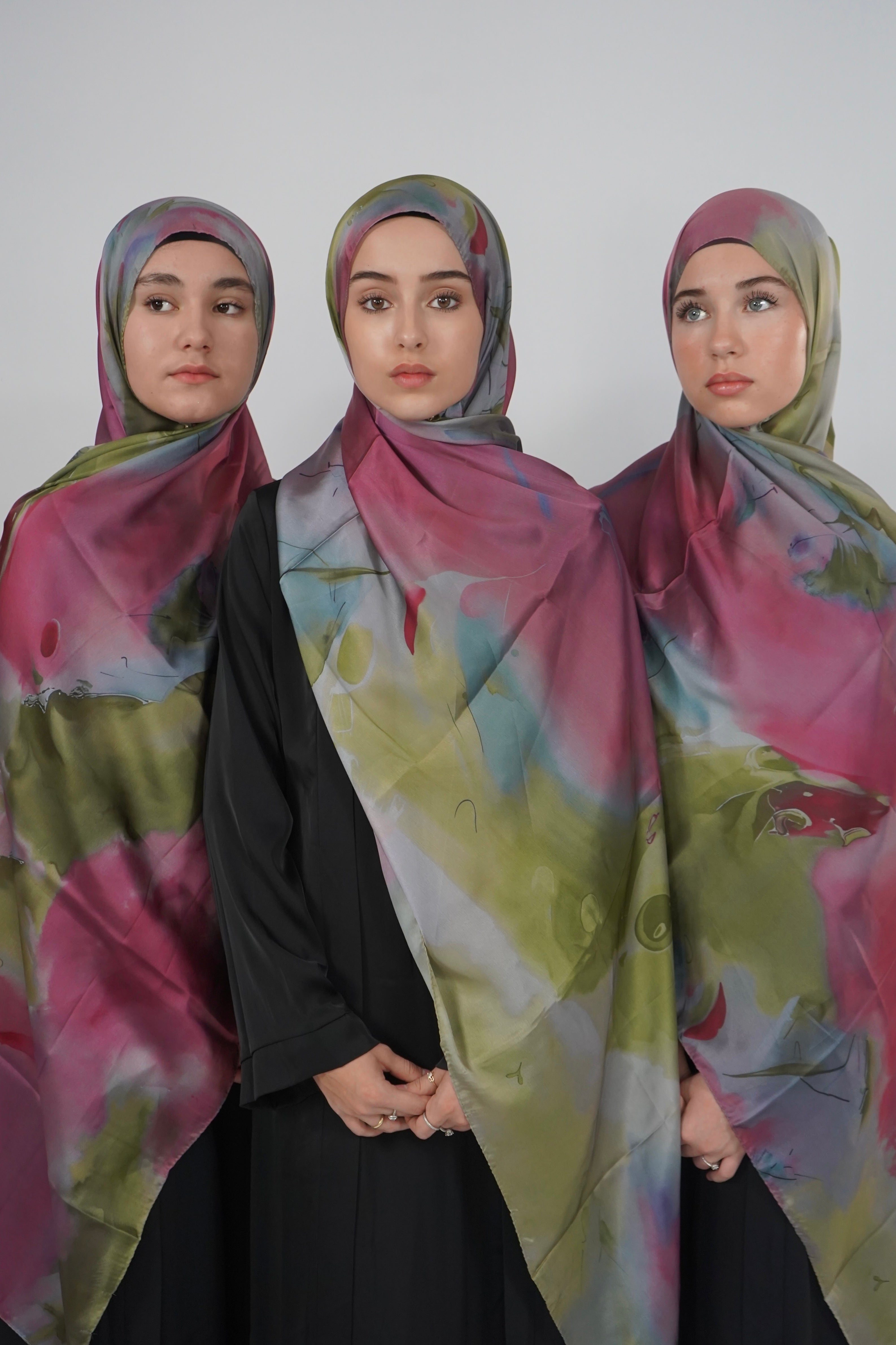 Print Satin Hijab - Rosewater Garden