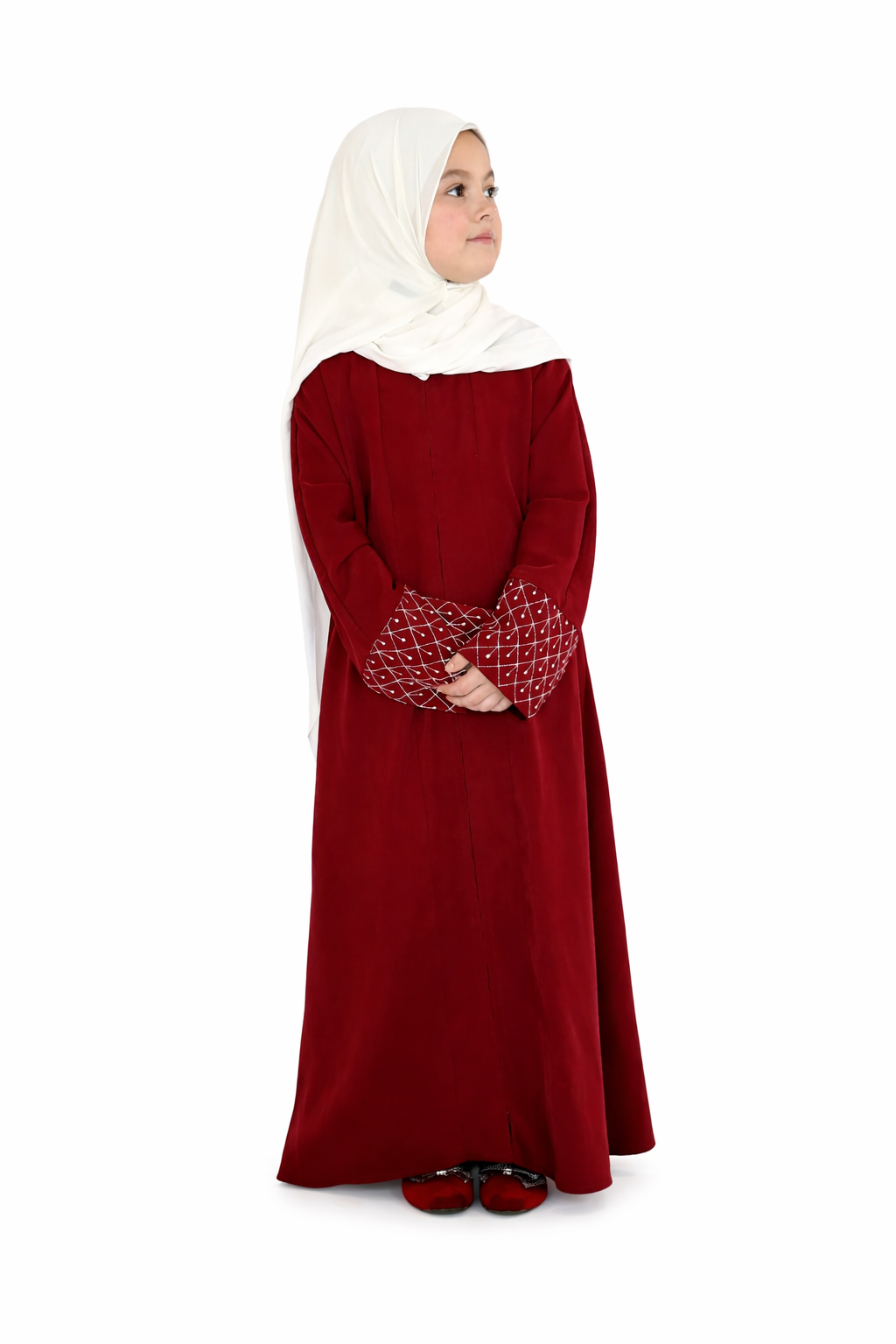Kids Zip Up Abaya - Maroon