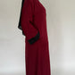 Zip Up Embroidery Abaya - Maroon