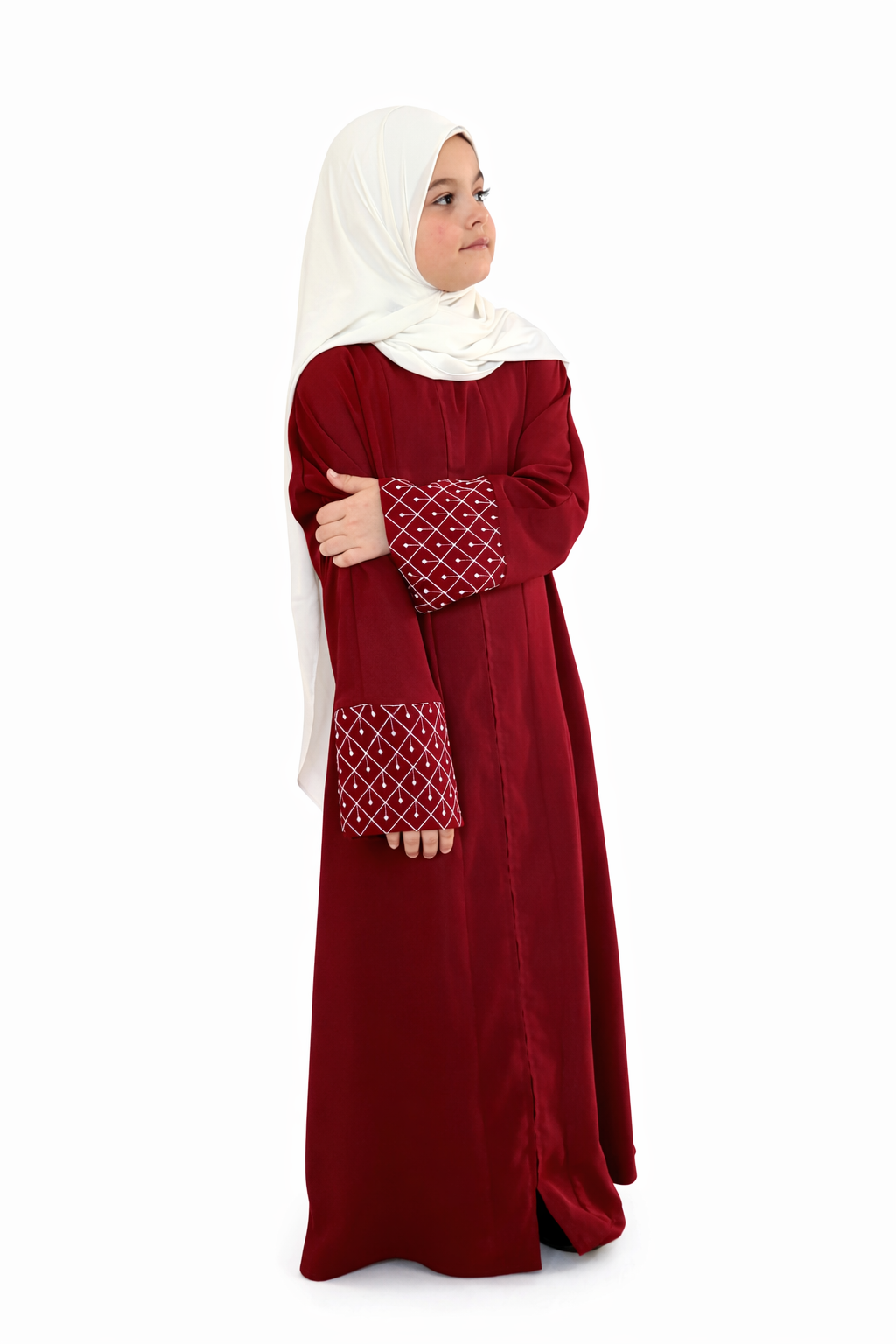 Kids Zip Up Abaya - Maroon