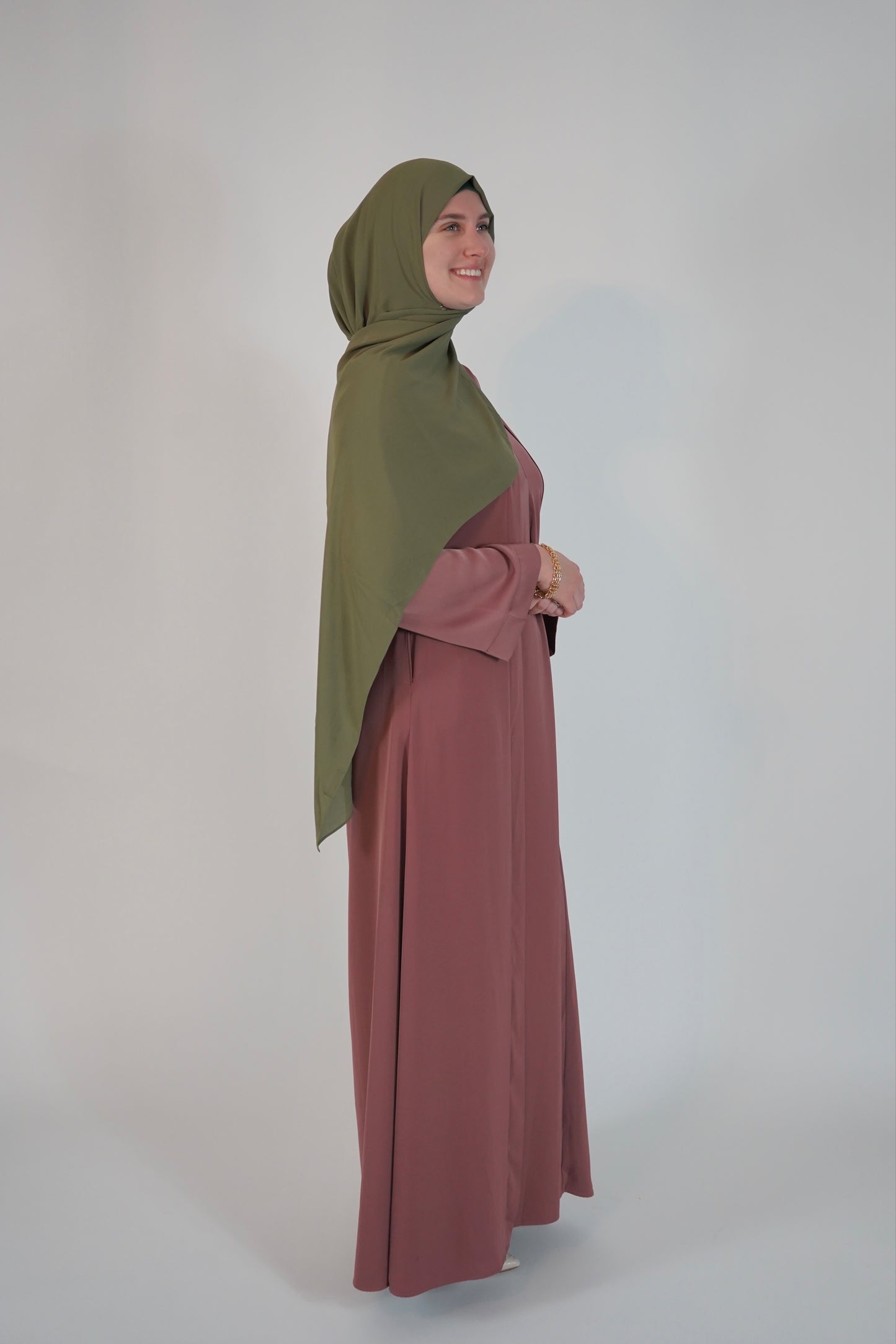 Satin Front Fold Abaya - Mauve