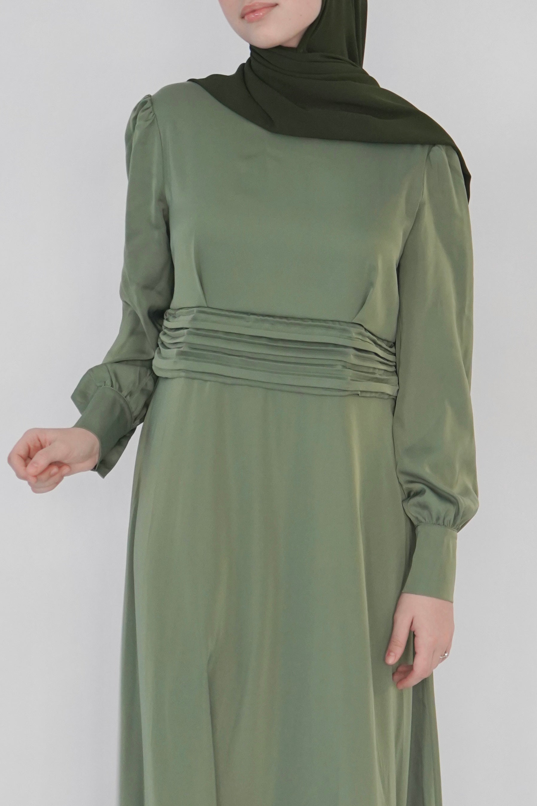 Satin Dress - Olive