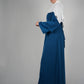 Two Piece Open Front Satin Abaya - Teal Blue