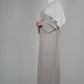 Two Piece Open Front Satin Abaya - Stone