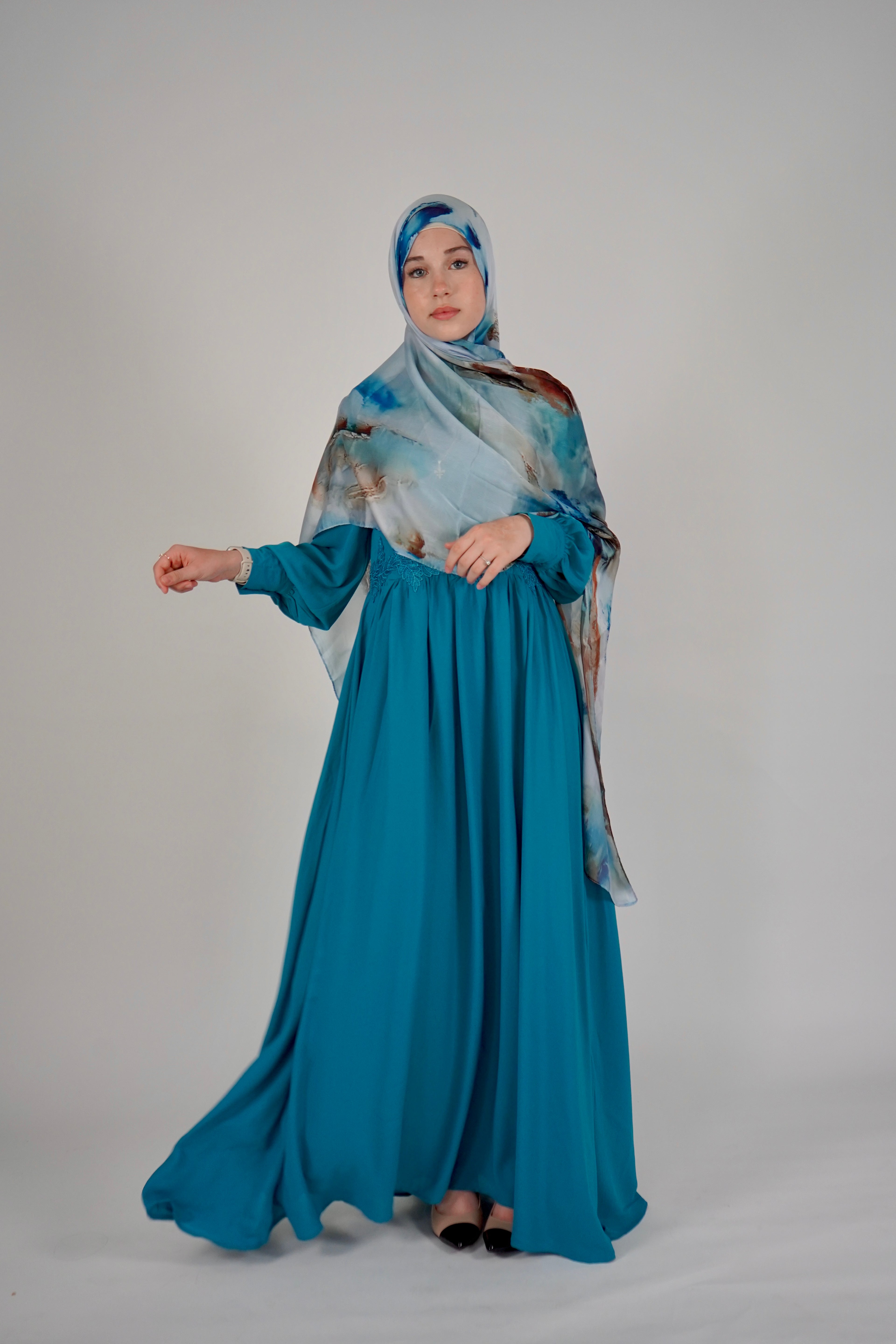 Chiffon Dress - Ocean Blue
