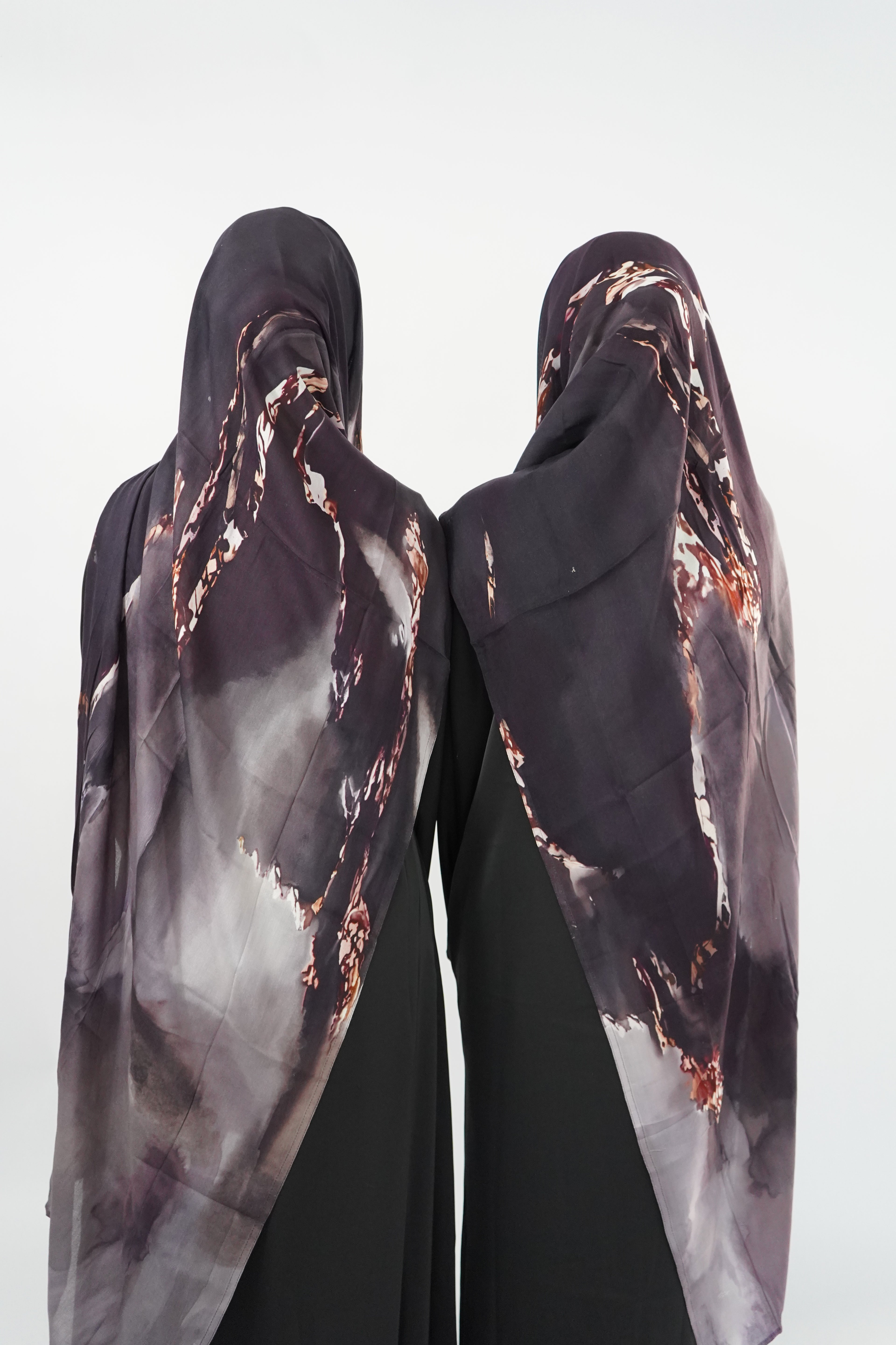 Print Modal Hijab - Smoked Plum