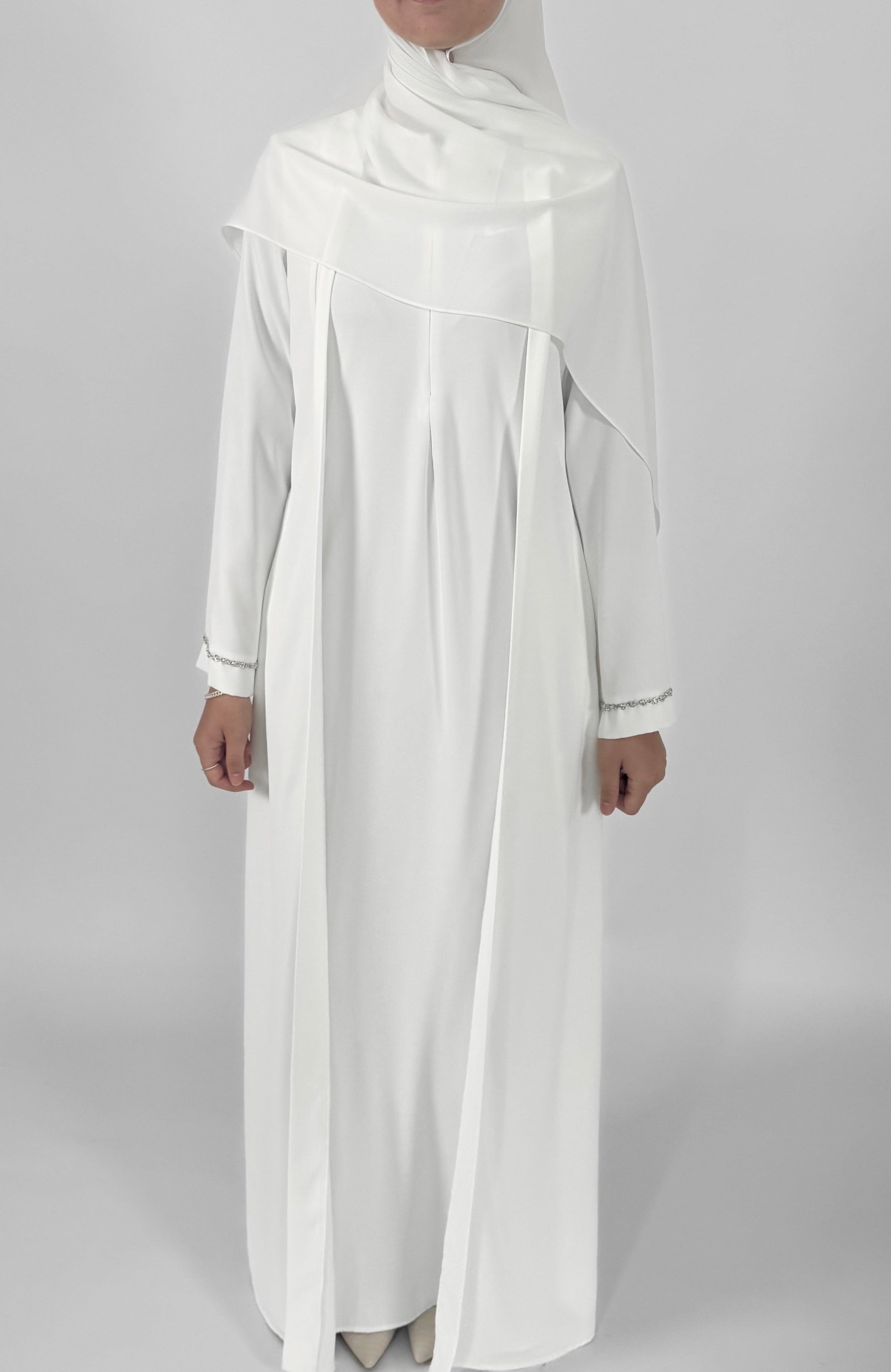 Front Fold Abaya - White