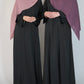 Satin Front Fold Abaya - Black