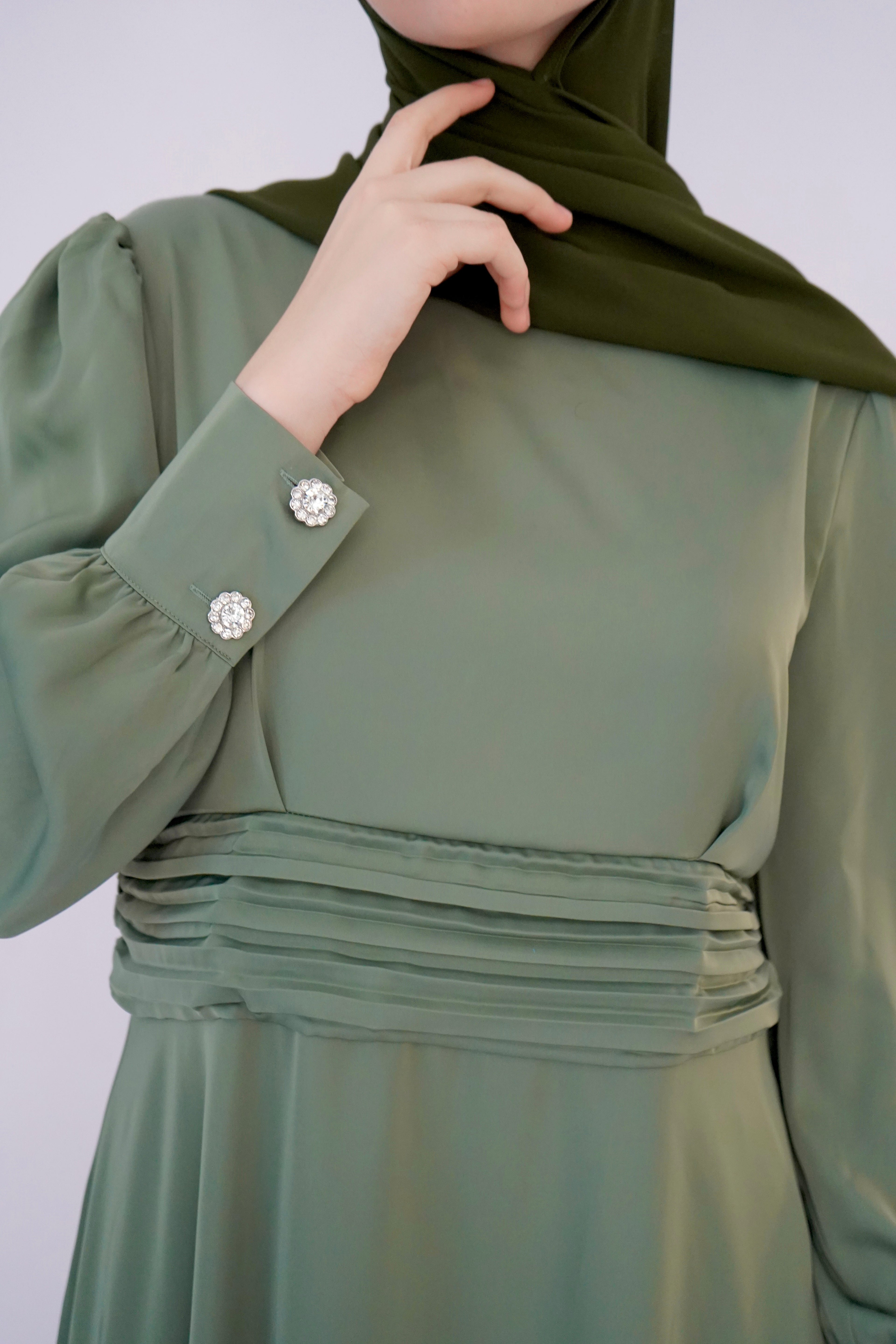 Satin Dress - Olive