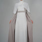 Two Piece Open Front Satin Abaya - Stone