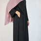 Satin Front Fold Abaya - Black