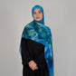 Printed Satin Hijab - Blue Tide