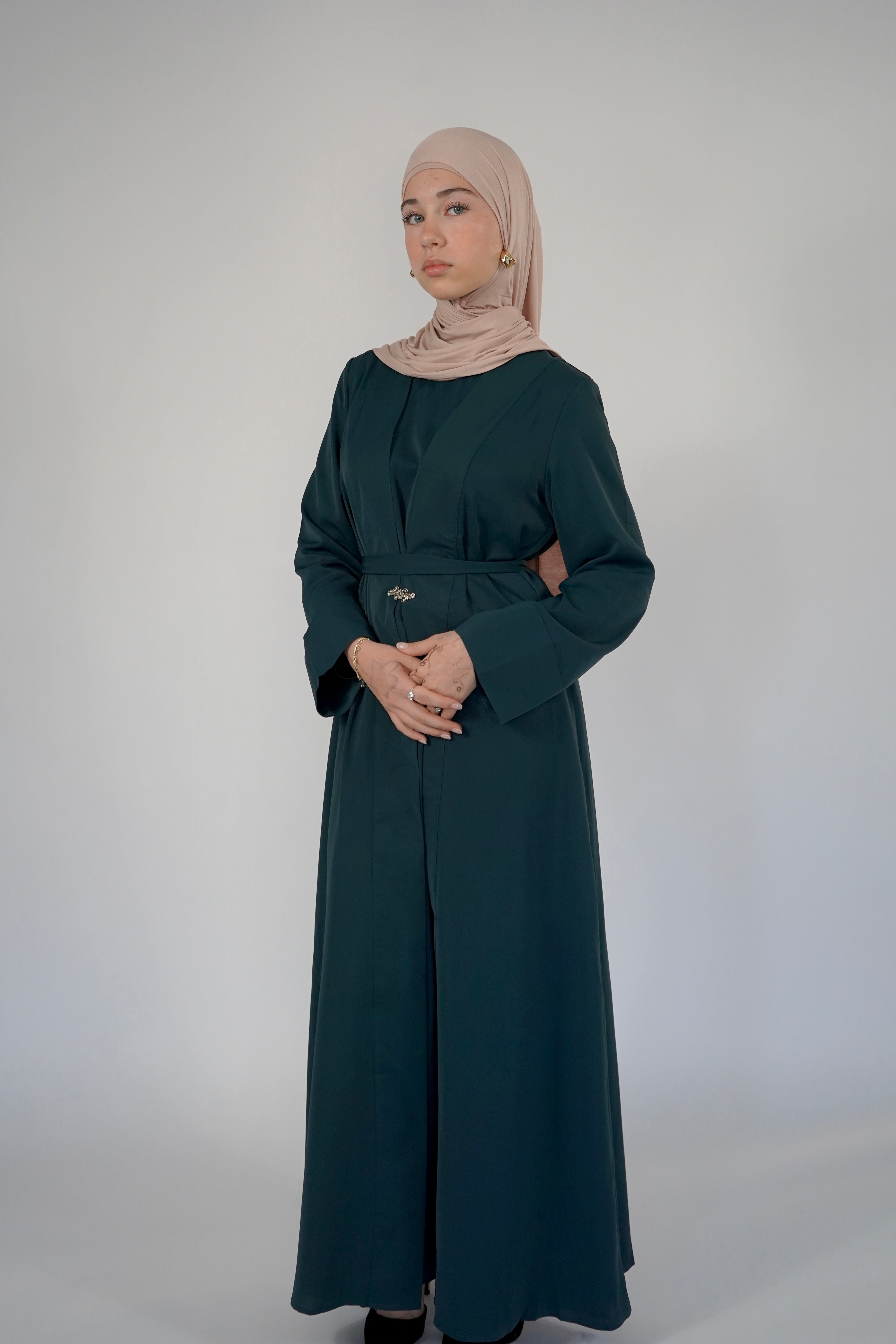 Two Piece Buckle Abaya- Emerald