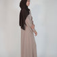 Satin Front Fold Abaya - Blush Beige