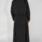 Kids Satin Abaya with Belt- Black