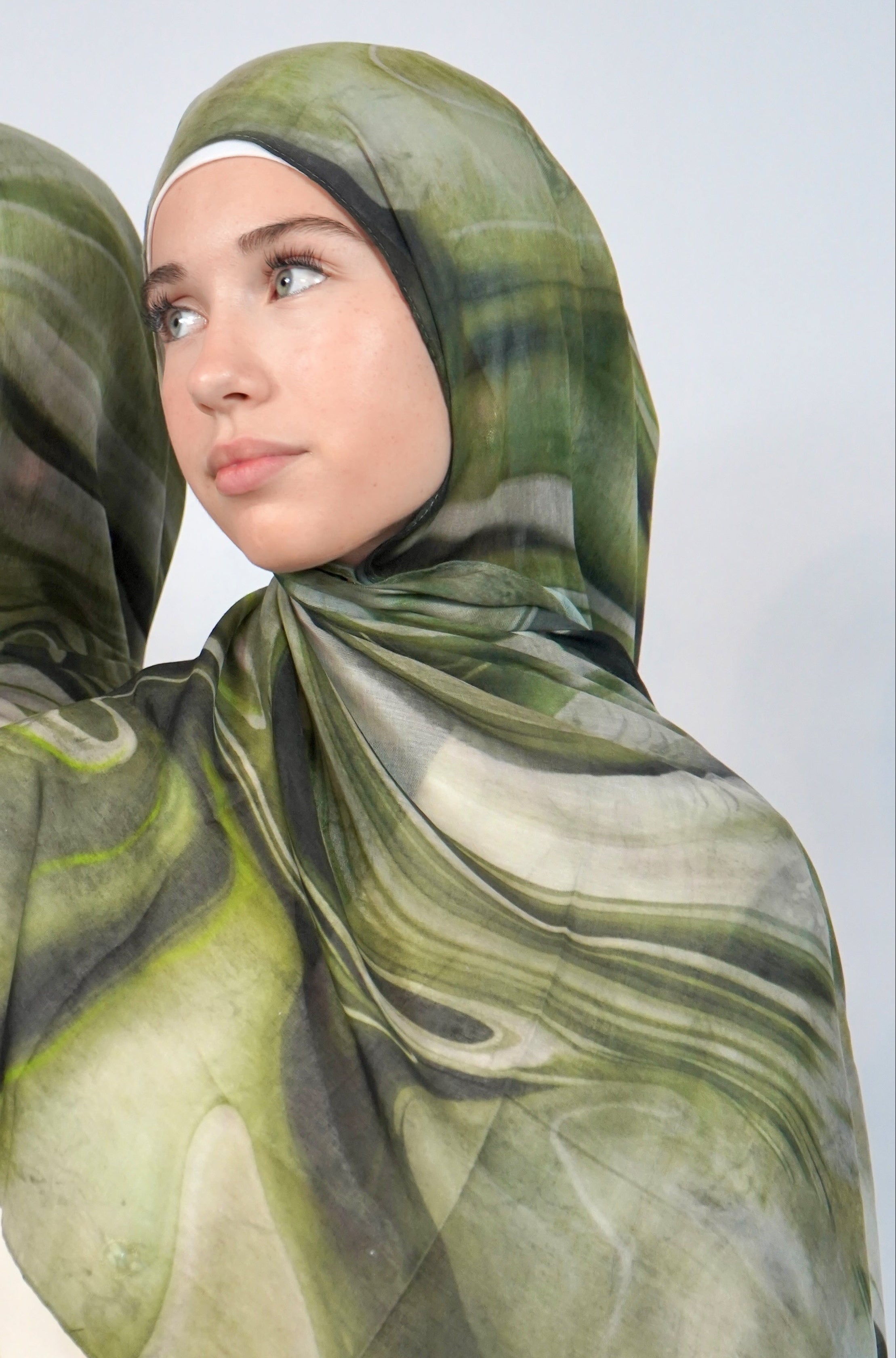 Print Cotton Hijab - Forest Mist