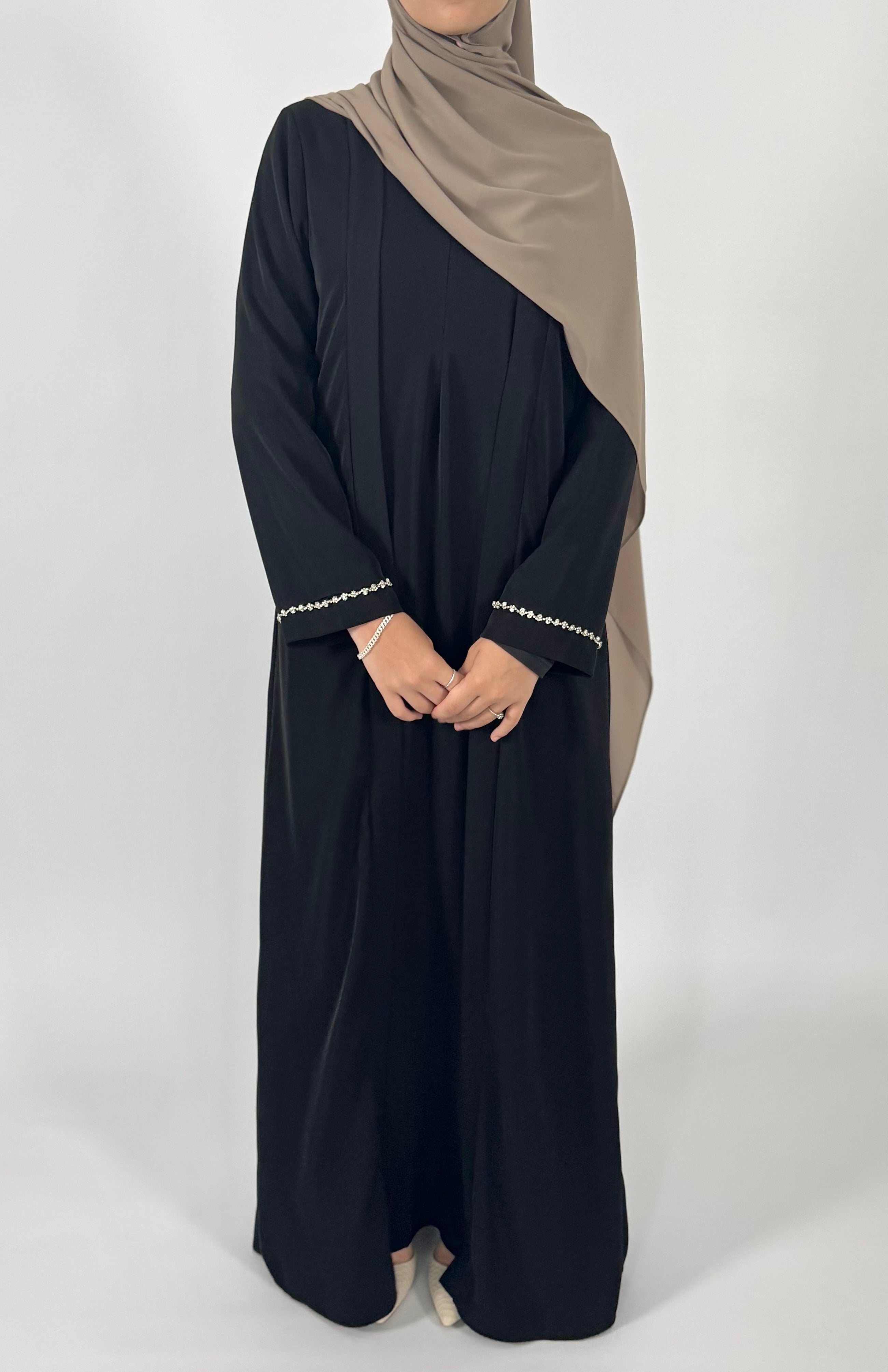 Front Fold Abaya - Black