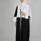 LUX Two Piece Open Front Embroidered Abaya - Black and White