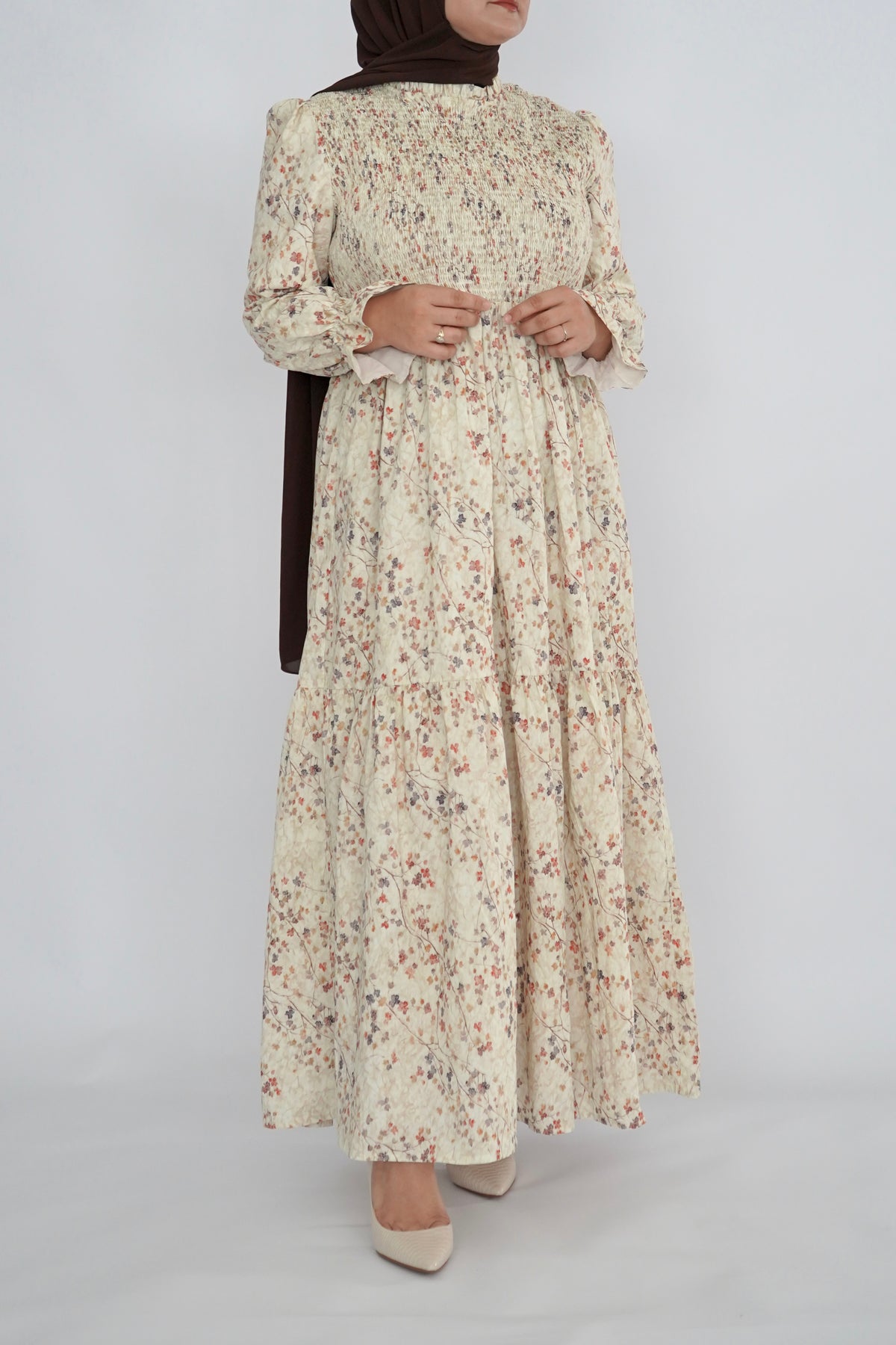 Cotton Fall Leaf Smock Dress