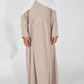 Kids Satin Abaya with Belt - Beige